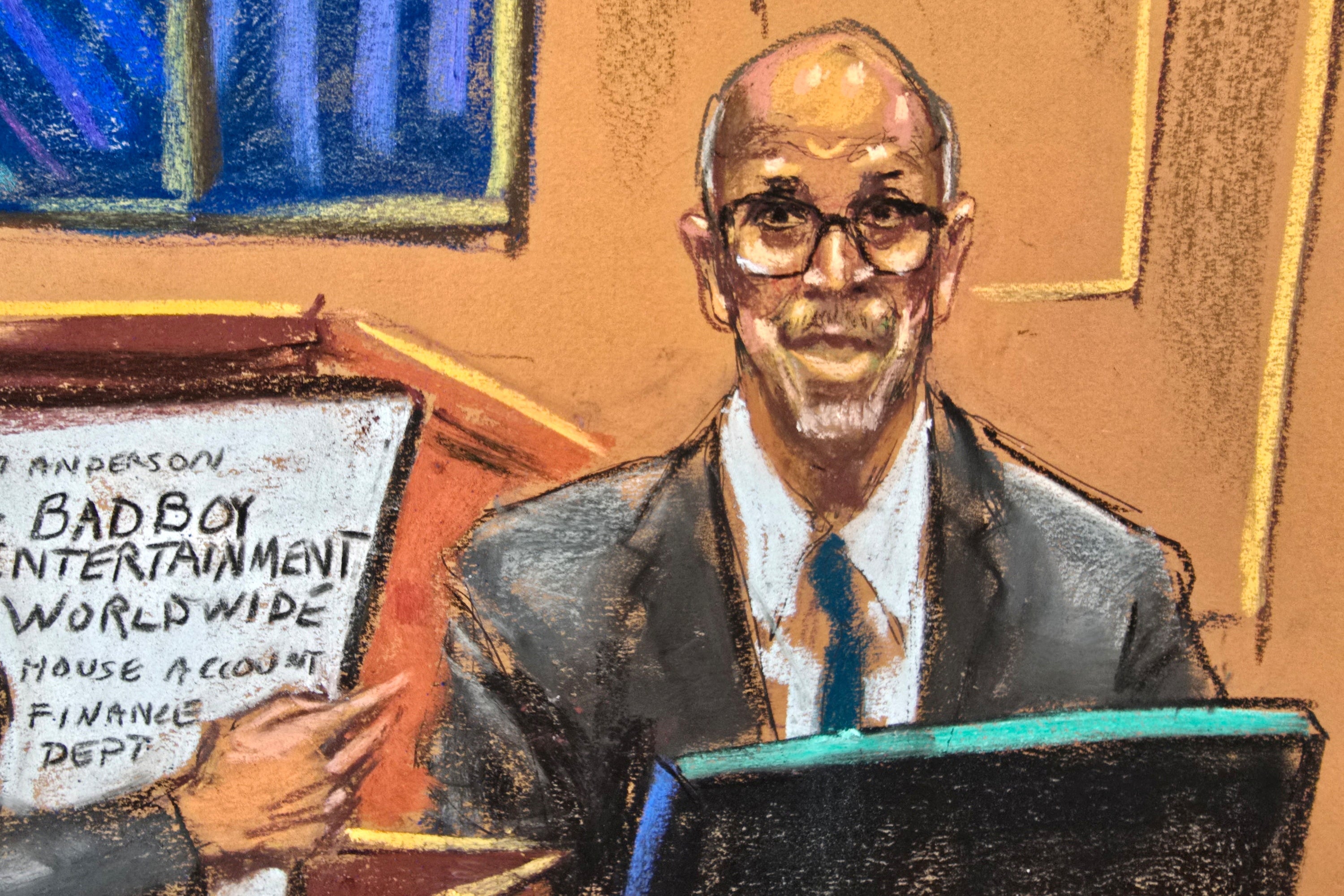 Derek Ferguson, the former chief financial officer for Sean 'Diddy' Combs' record label Bad Boy Records, takes the stand Tuesday