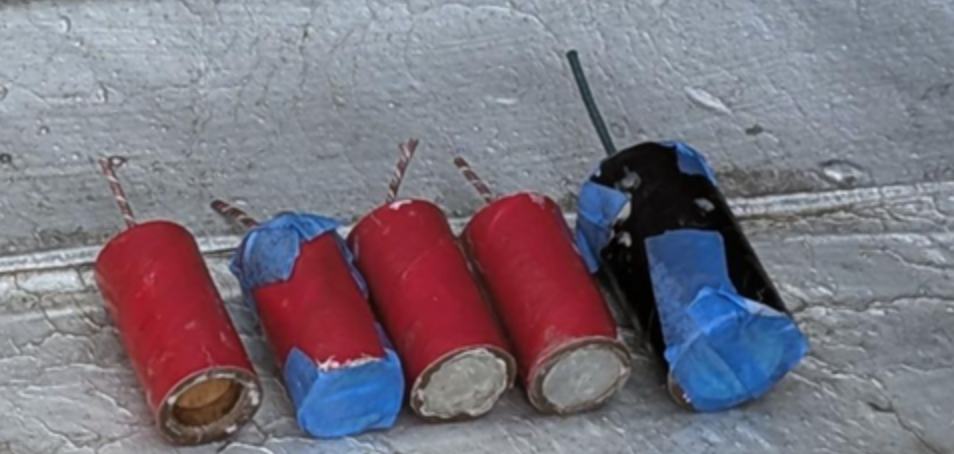 Five improvised explosive devices allegedly created by Michael Gann of New York. The devices were recovered by police from Manhattan rooftops on June 5, 2025. Gann was arrested for allegedly building and placing the explosives