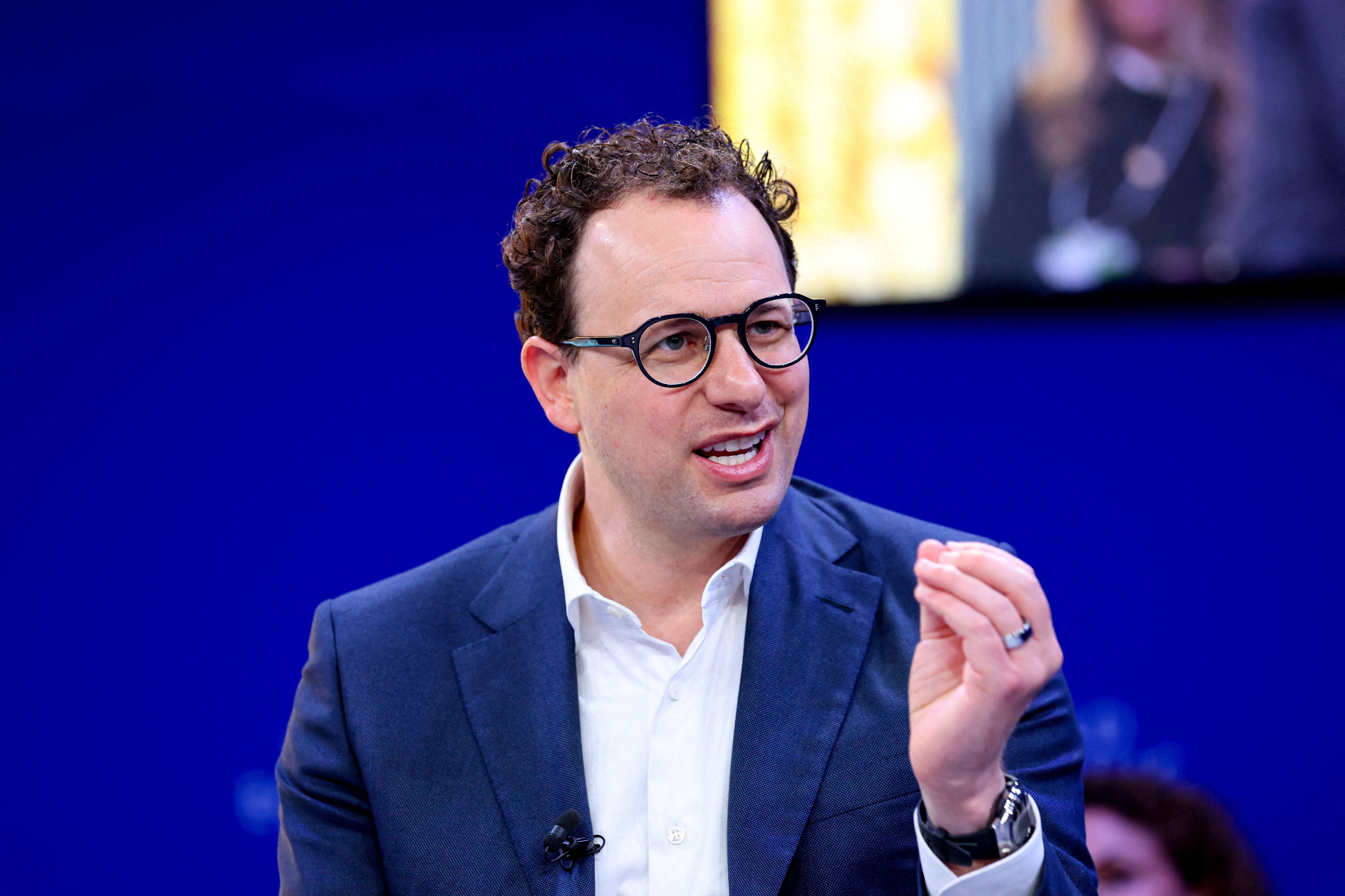 CEO and Co-Founder of Anthropic Dario Amodei speaks during the 56th annual World Economic Forum (WEF) meeting in Davos
