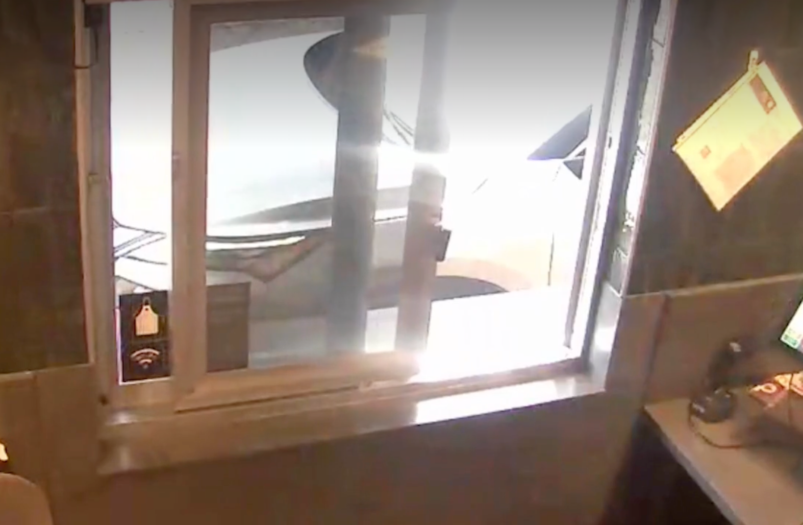 A customer was spotted reversing their car out of the Starbucks drive-through after they realized what was happening inside the store