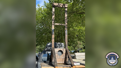 United States Capitol Police have arrested a California man with what they said was a guillotine in the bed of a pickup truck parked near the U.S. Capitol complex