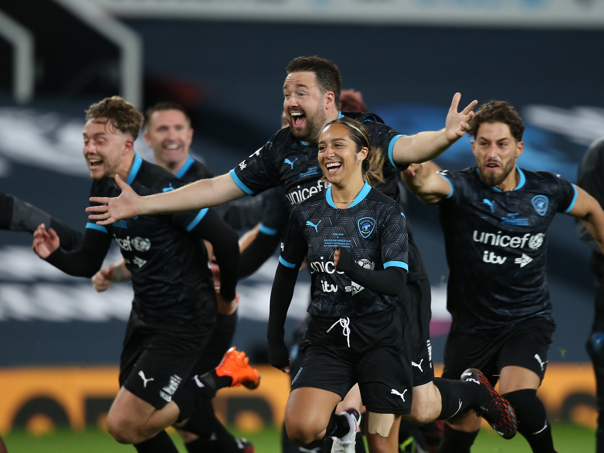 Rest of the World players celebrate their shootout victory