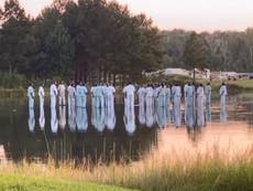 Kanye West performs ‘walk on water’ stunt while performing at Sunday Service in Atlanta