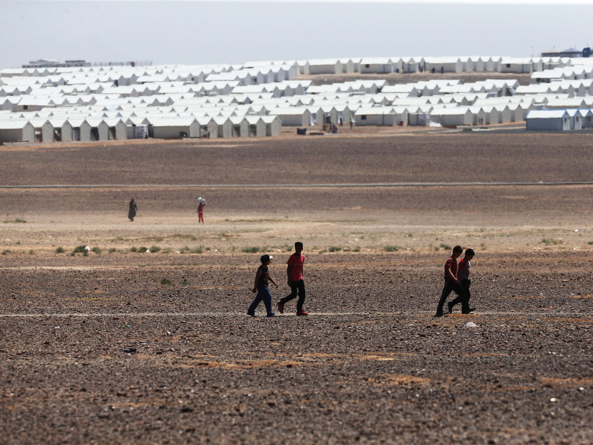 Azraq refugee camp in Jordan in 2015, located in the desert 110 kilometers to the east of Amman and not far from the Syrian border