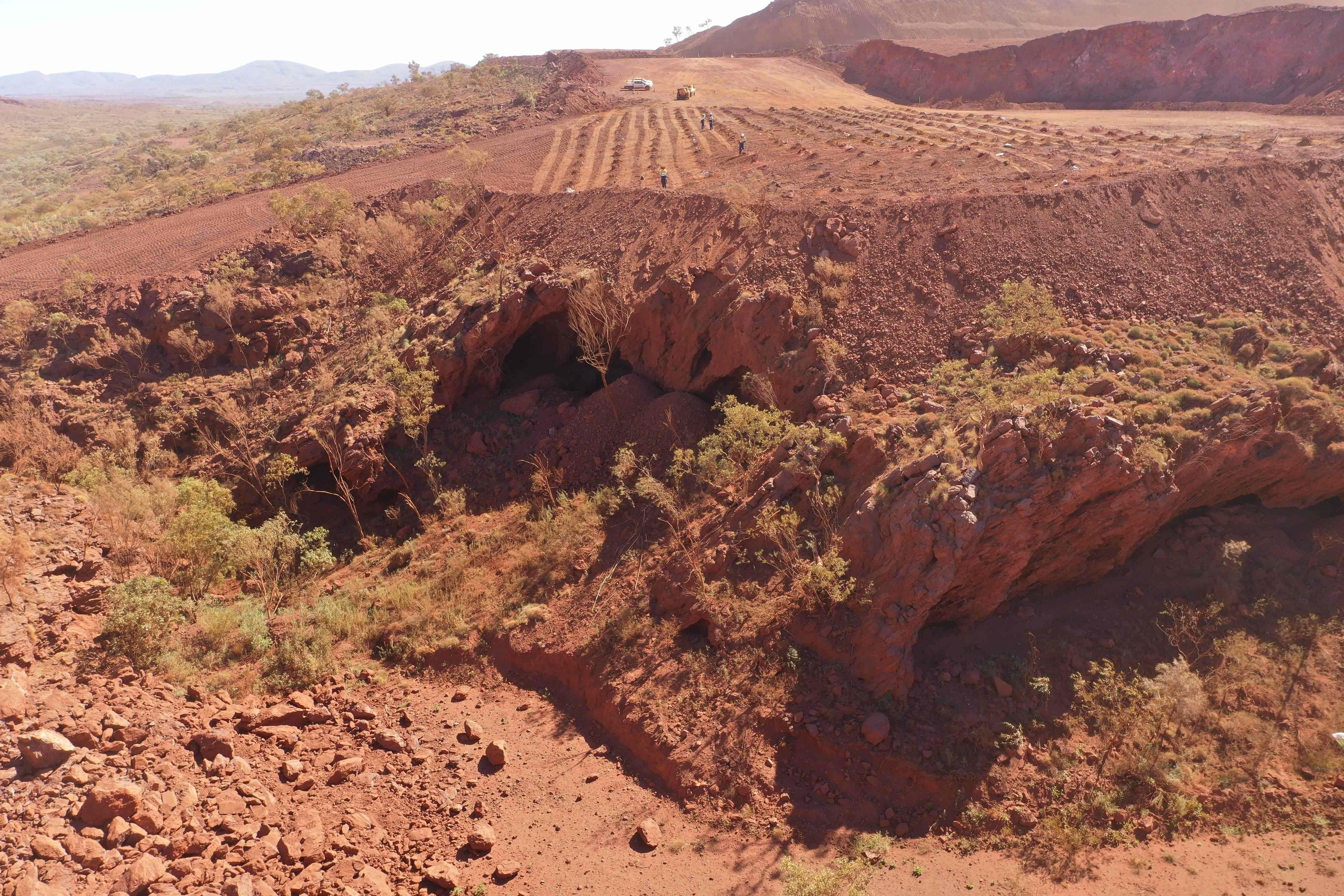 Juukan Gorge in a photograph taken days before the 46,000-year-old caves were destroyed by Rio Tinto in May