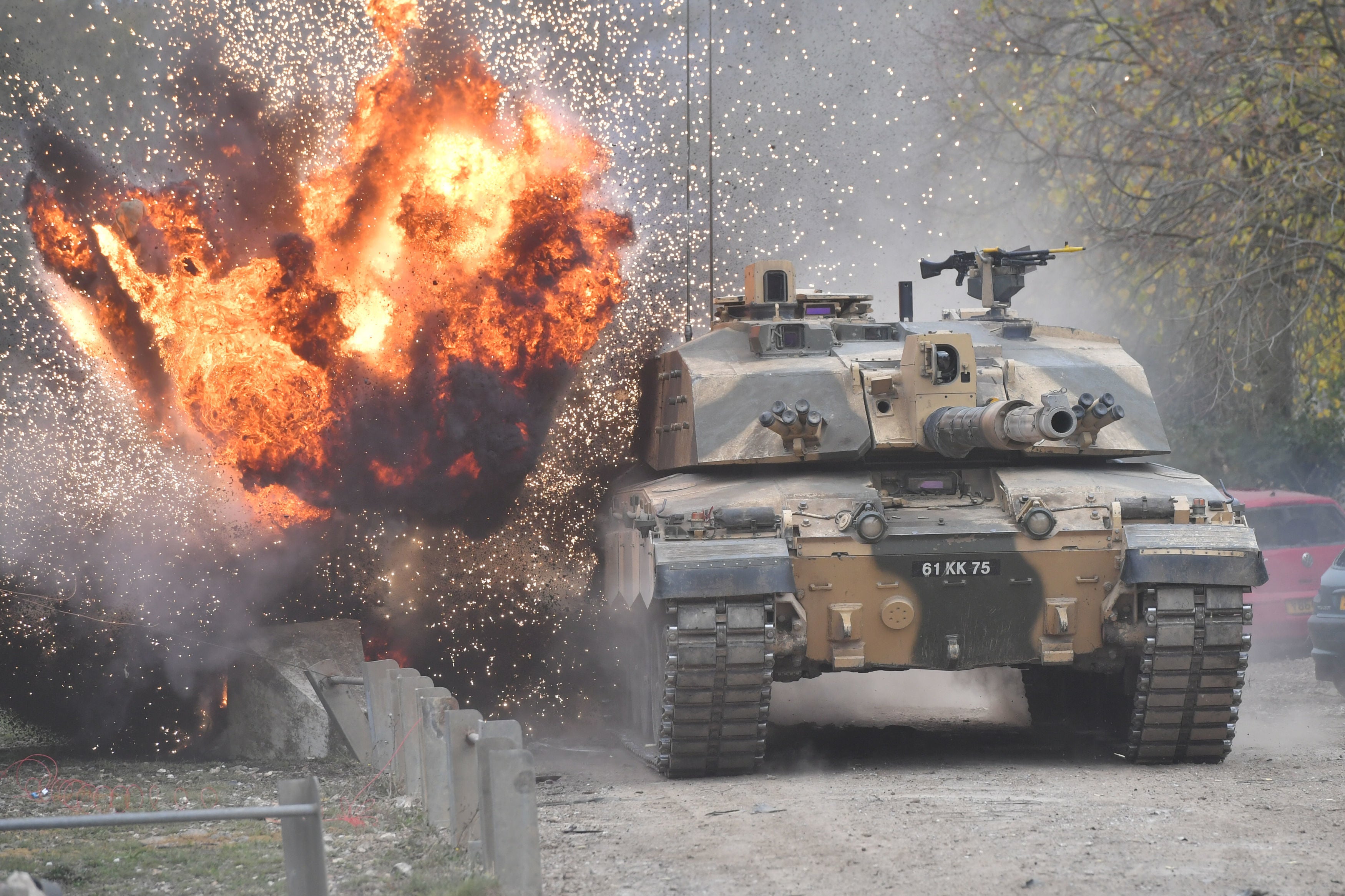 A Challenger 2 takes part in a combat demonstration