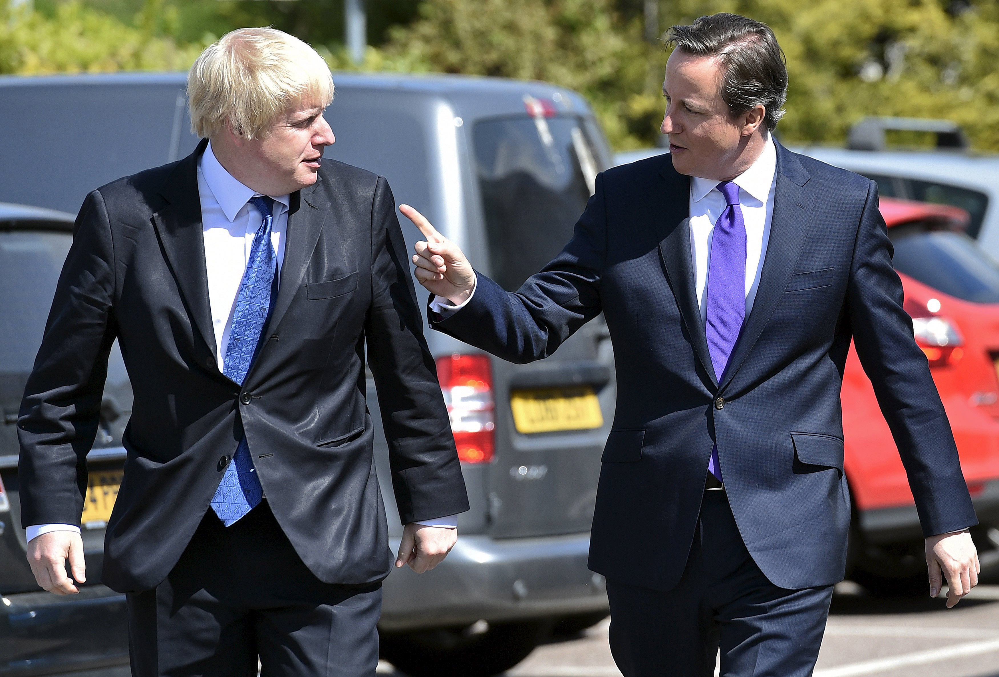 Happier times: Boris Johnson and the then prime minister David Cameron campaigning together ahead of the 2015 general election