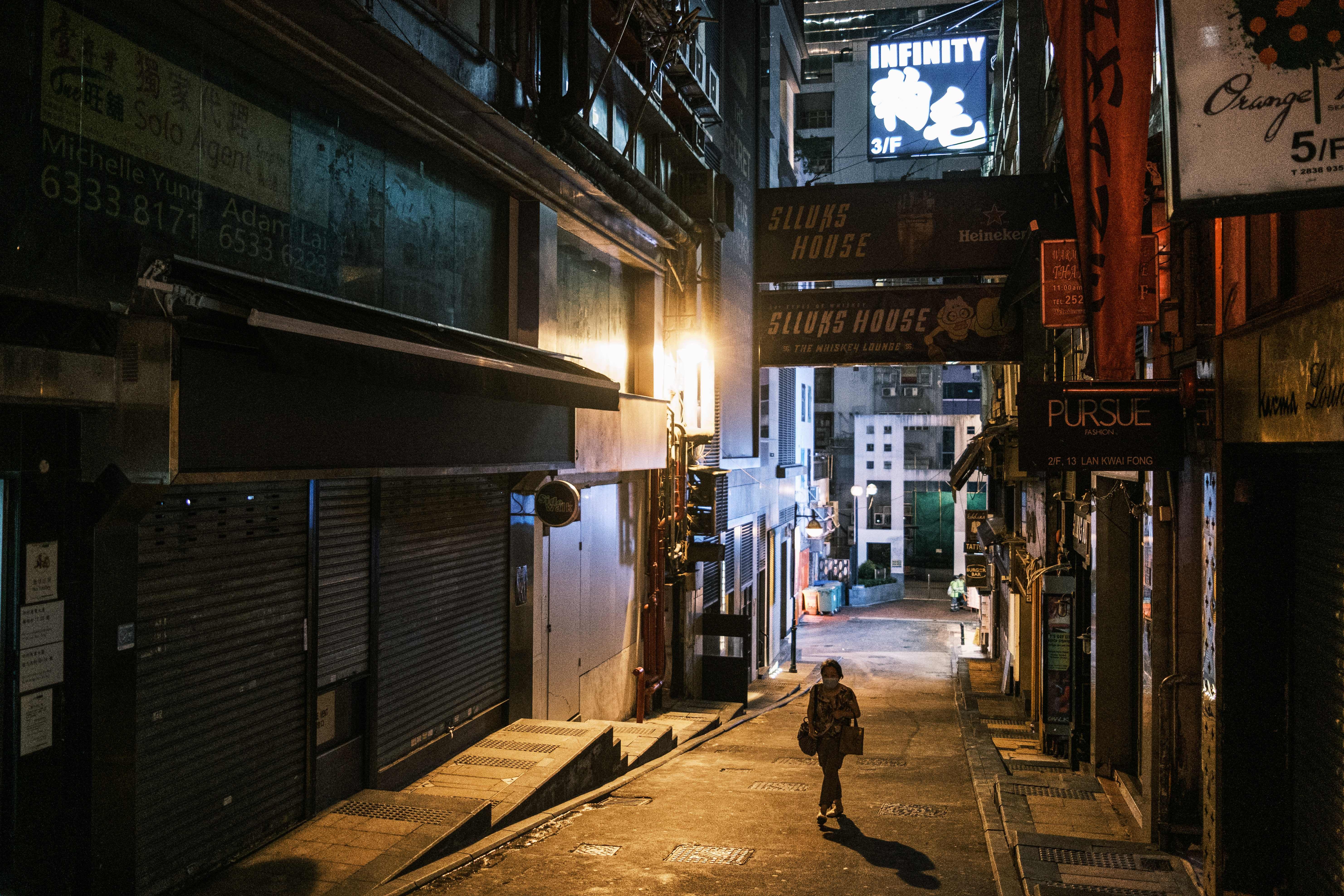 Lan Kwai Fong, a popular drinking area in Hong Kong, has been dormant for months after bars shuttered to contain the spread of Covid-19