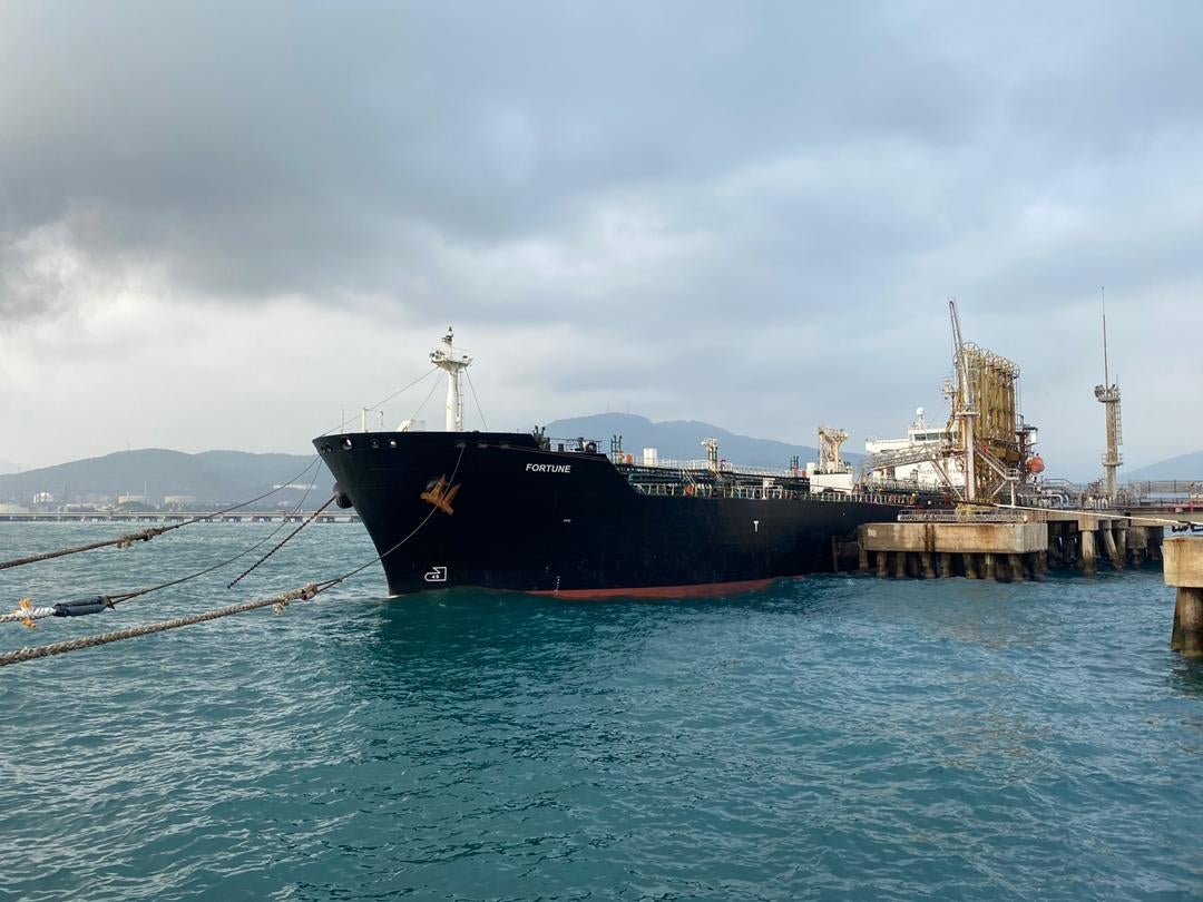 Iranian tanker Fortune docks in Puerto Cabello in Venezuela