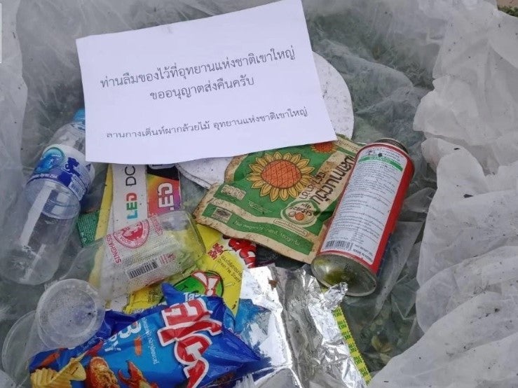 Litter collected from Khao Yai National Park in Thailand