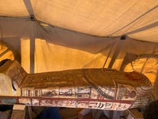 Archaeologists unearth 27 coffins at Egypt's Saqqara pyramid