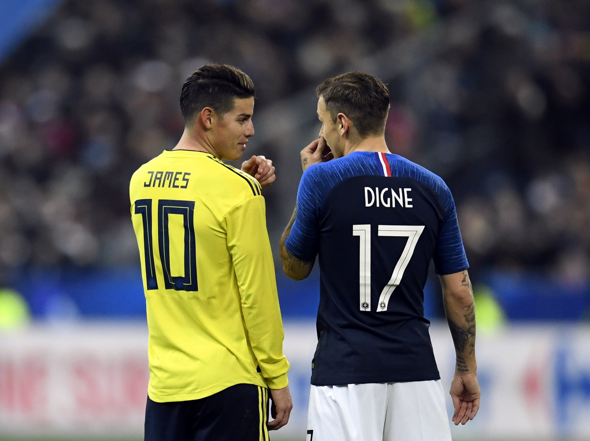 Everton's James Rodriguez and Lucas Digne