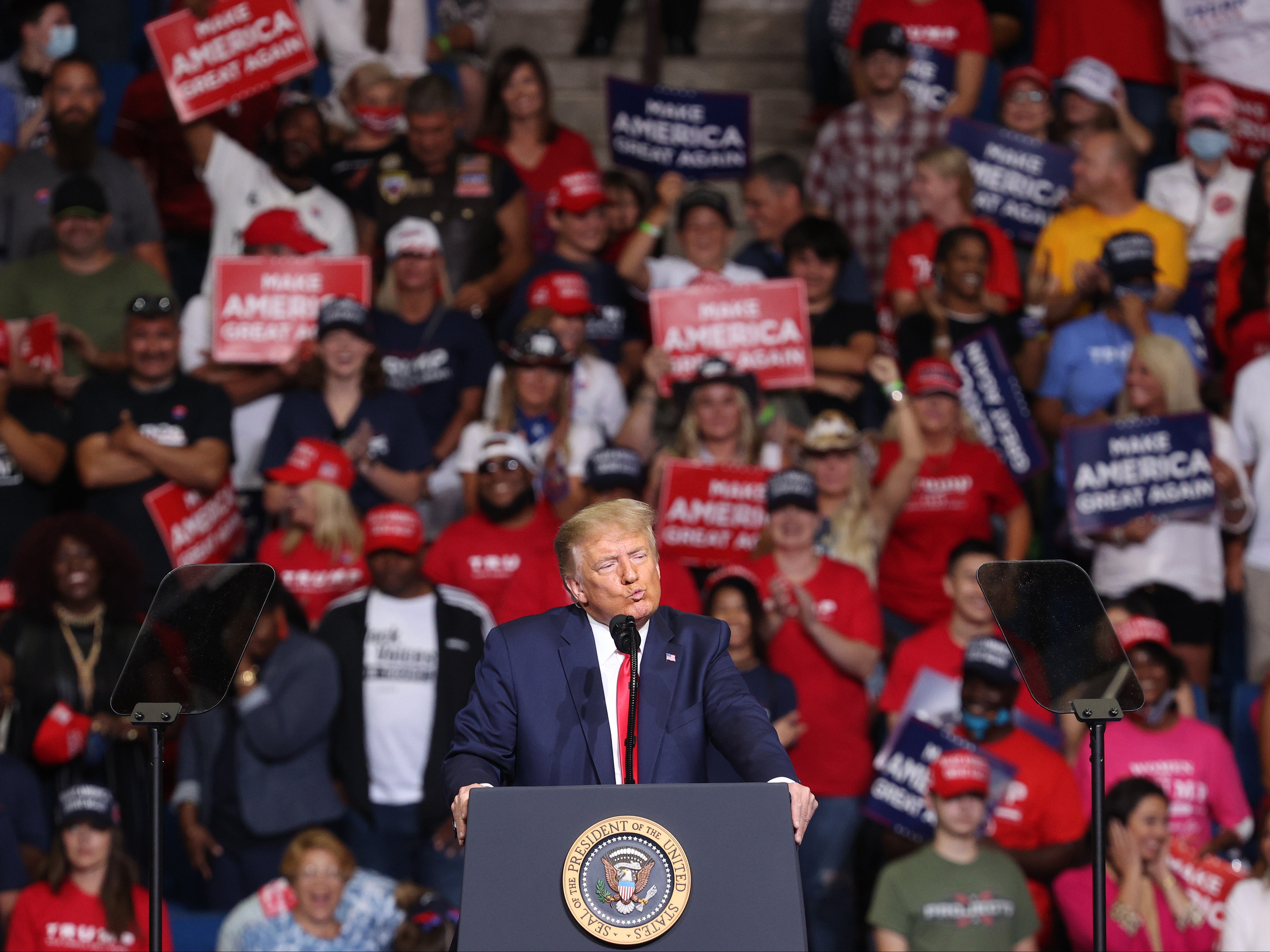 Crowds at the Oklahoma rally in June were clearly breaking social distancing measures, as instructed by the Trump administration