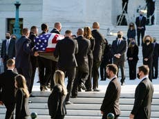 Ruth Bader Ginsburg: Mourners camp overnight to honour Justice before she lies in repose on Supreme Court steps