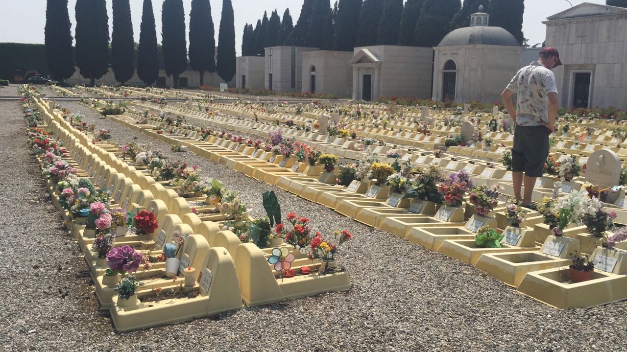 A graveyard area for foetuses in Brescia, Italy