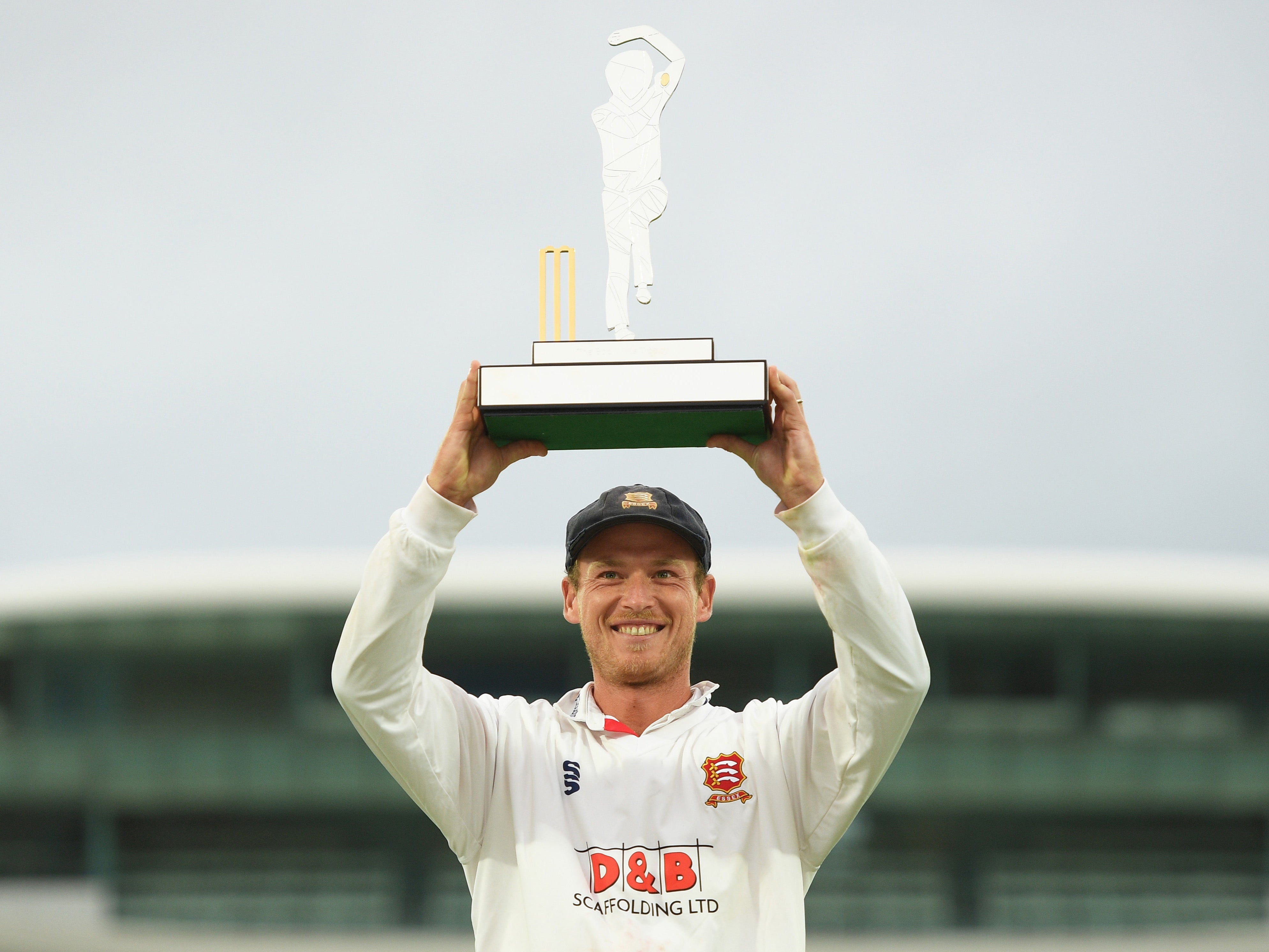 Essex's Tom Westley lifts the Bob Willis Trophy