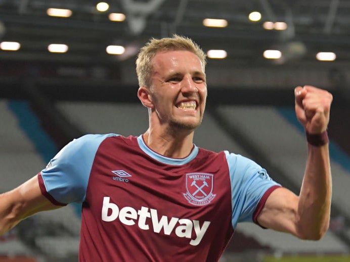 Tomas Soucek of West Ham United celebrates