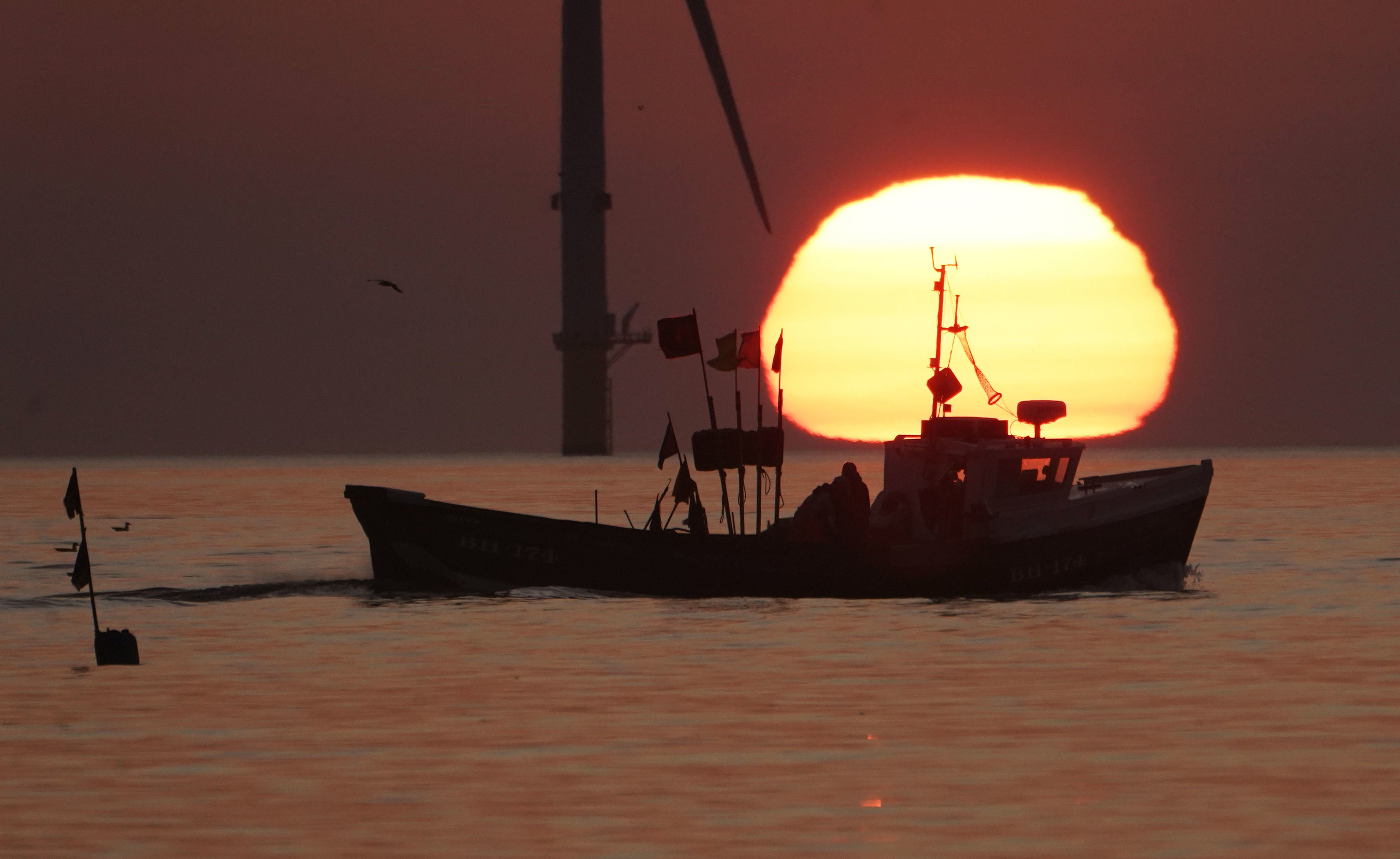 A fishing boat near Blyth pier in Northumberland