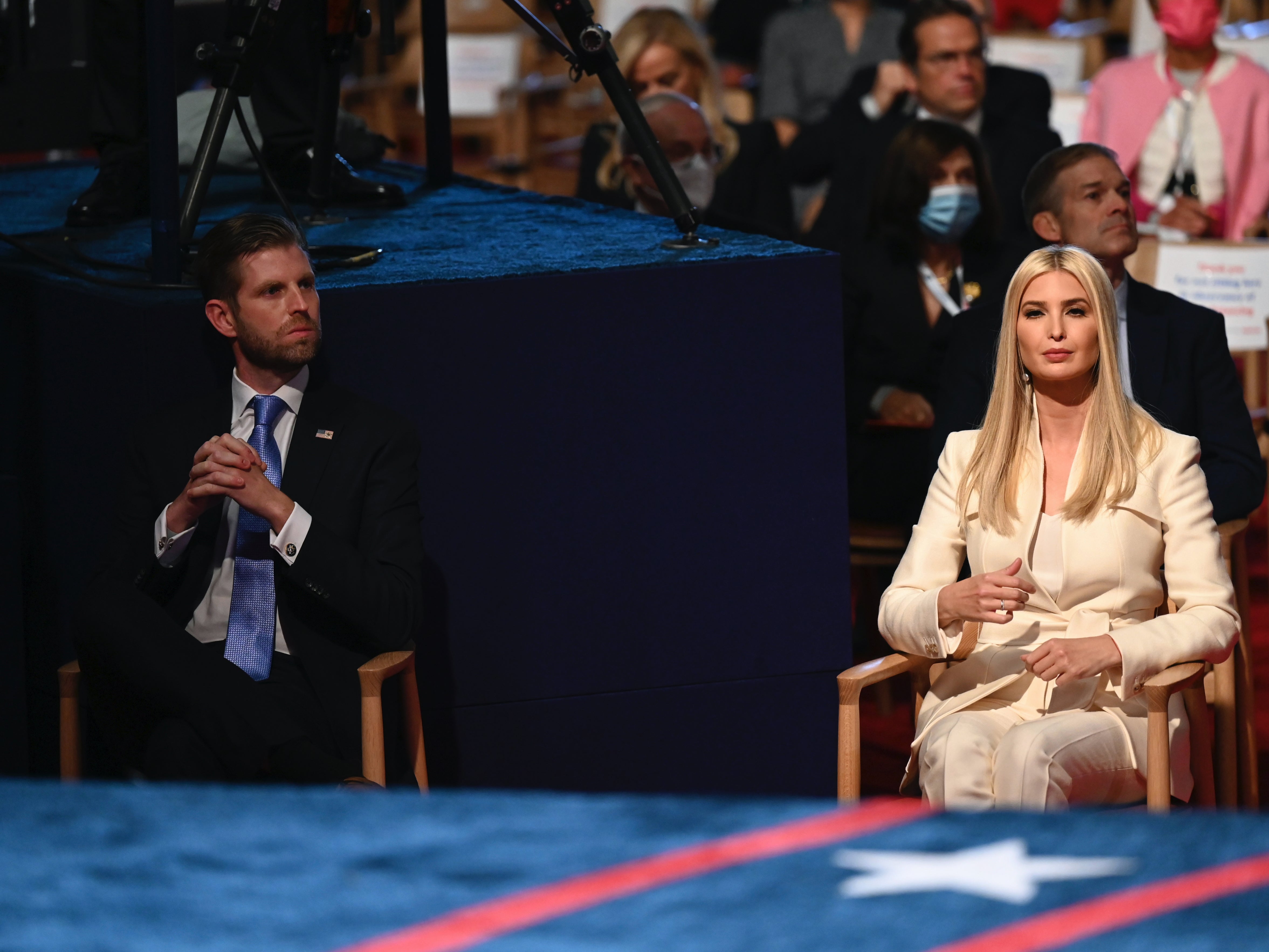 Donald Trump's four children were pictured not wearing masks during the debate despite the guidelines