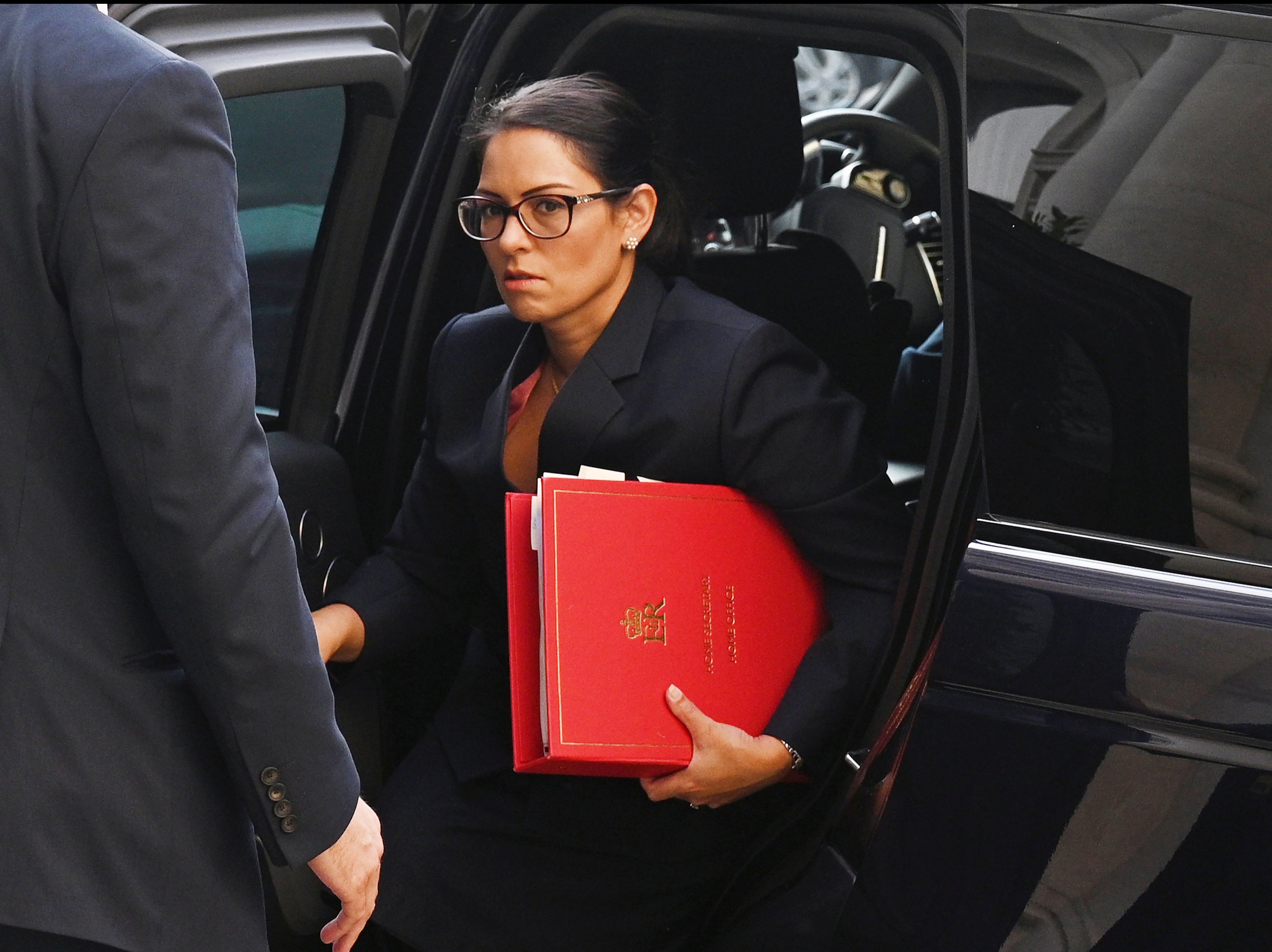 Home Secretary Priti Patel arrives for a cabinet meeting at the FCO in London