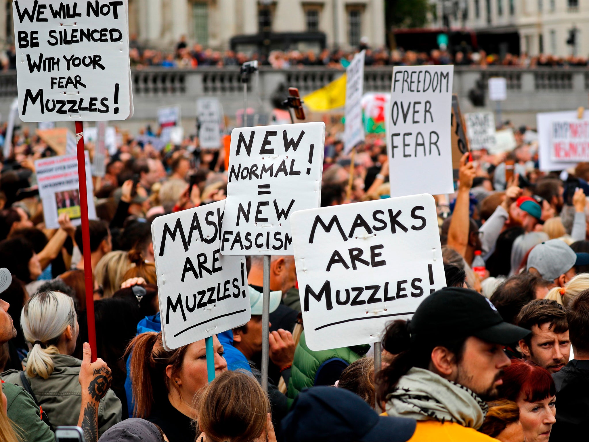 Carley Louise Stewart attended the “Save Our Rights” protest in Trafalgar Square on 29 August where demonstrators gathered to "expose the truth about Covid and lockdown"