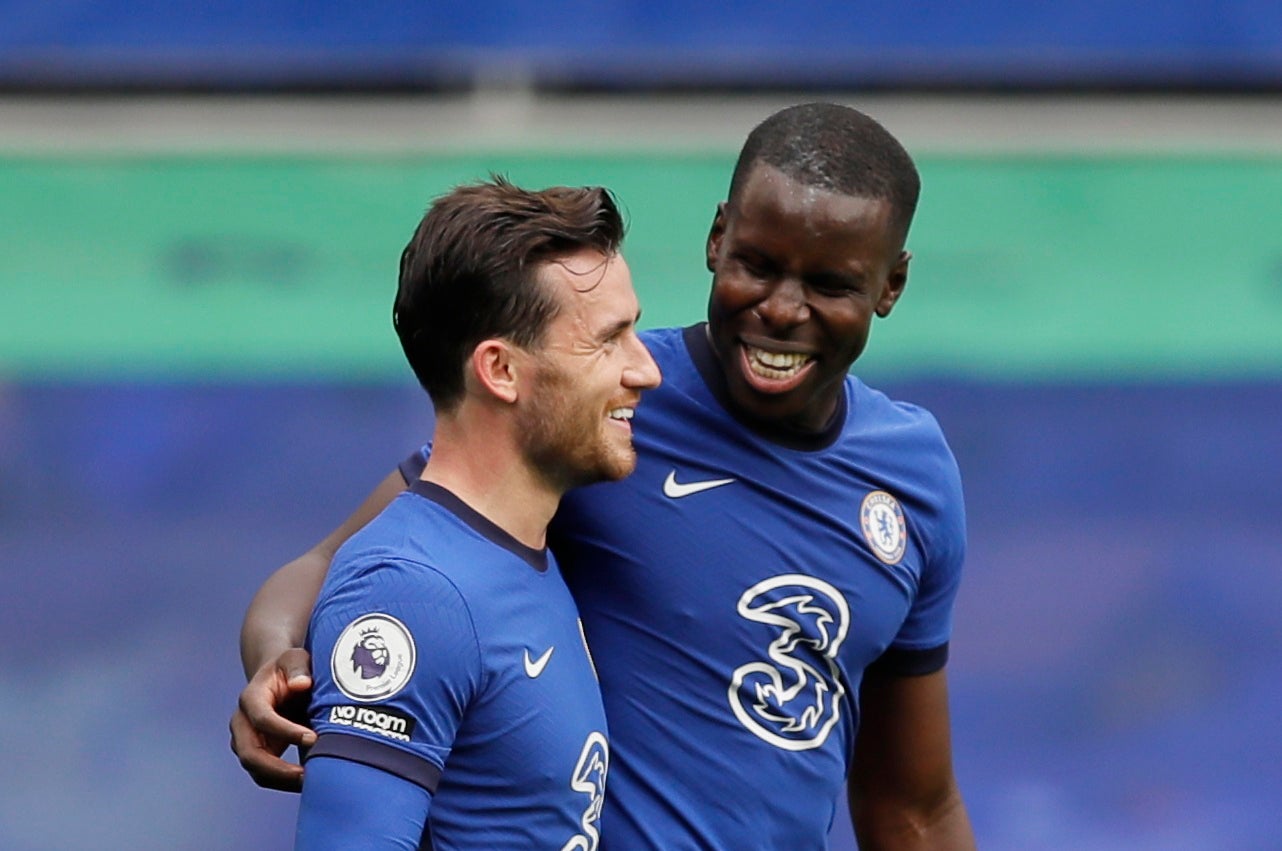 Ben Chilwell and Kurt Zouma celebrate