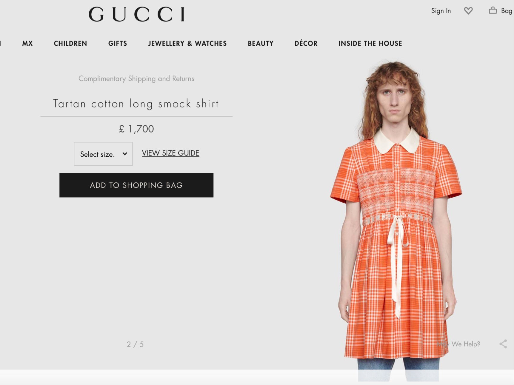 Gucci is selling a $2,600 dress for men to 'disrupt toxic stereotypes'