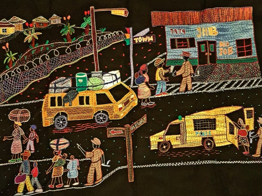 Embroidery by a woman who lived through traumas of apartheid