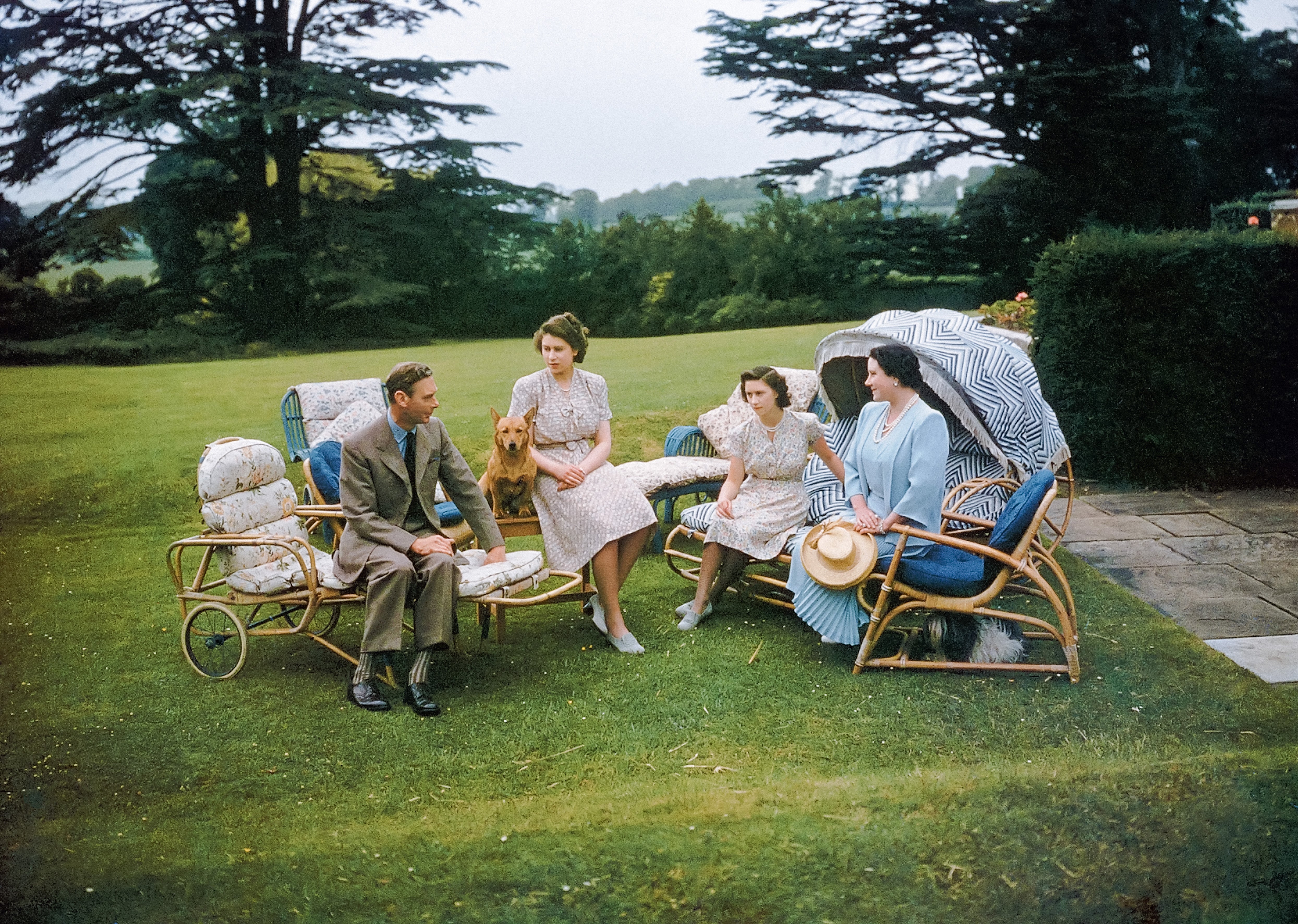 The royal family relaxing in the garden at Royal Lodge in Windsor Great Park. July 1946.