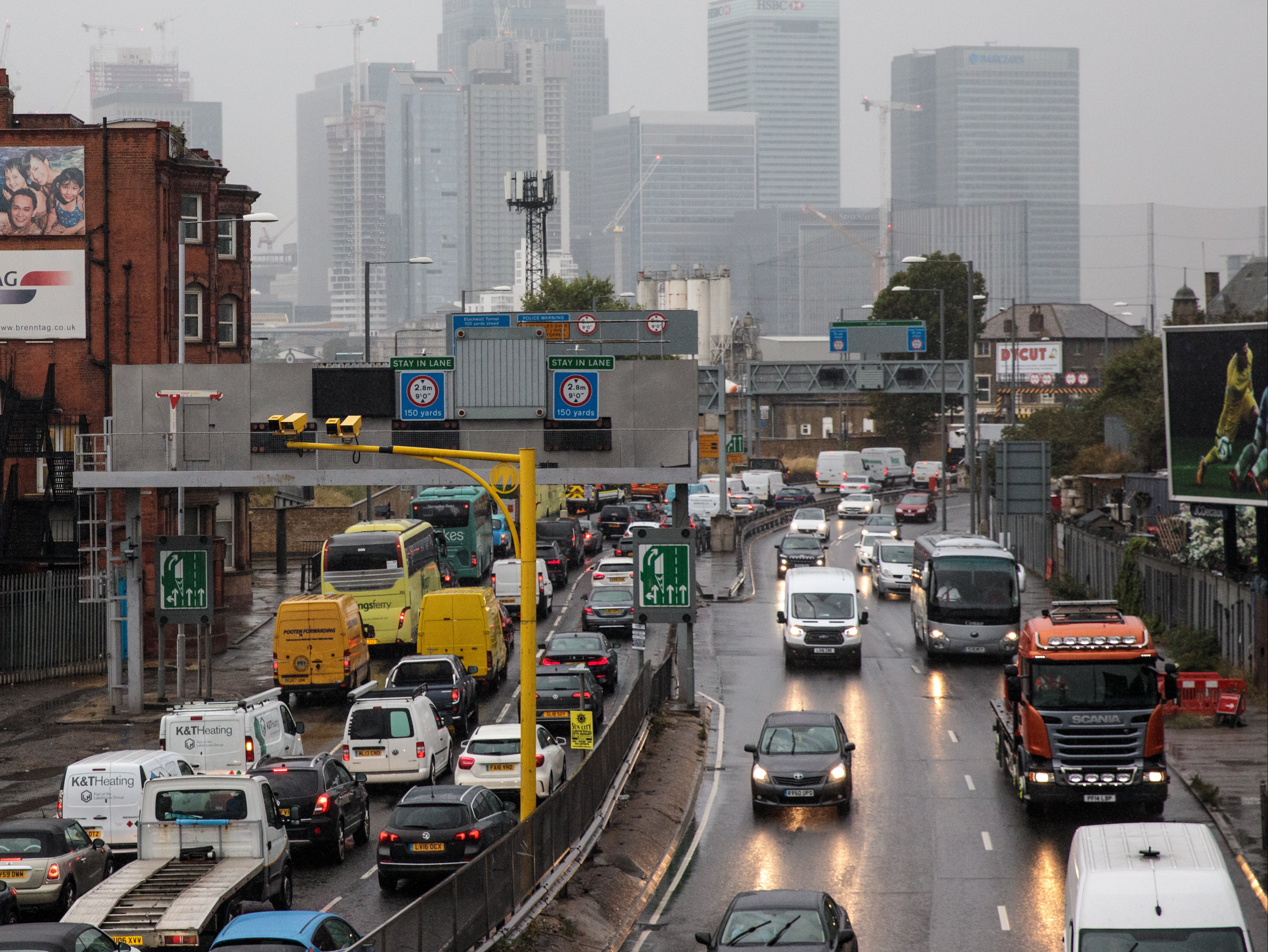 Rush-hour traffic in London: the PM has pledged to cut the UK’s emissions by at least 68 per cent by 2030