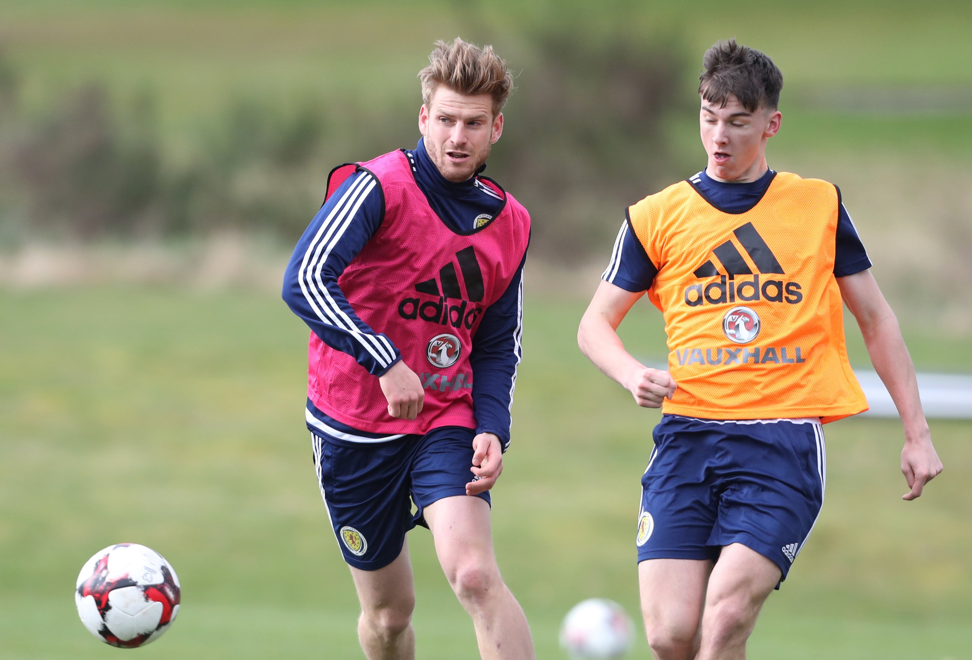 Scotland team-mates Stuart Armstrong (left) and Kieran Tierney