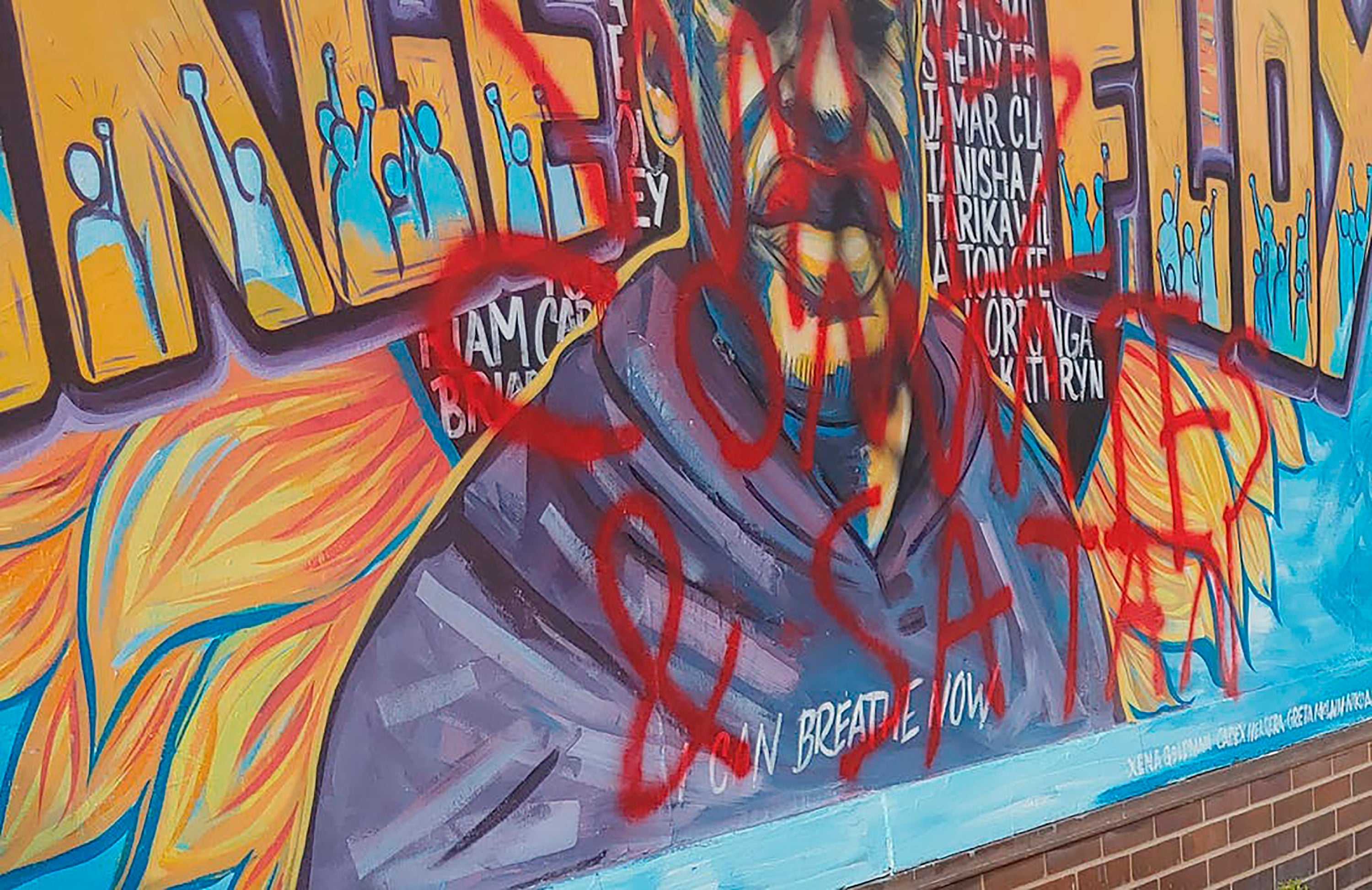 George Floyd Mural Defaced