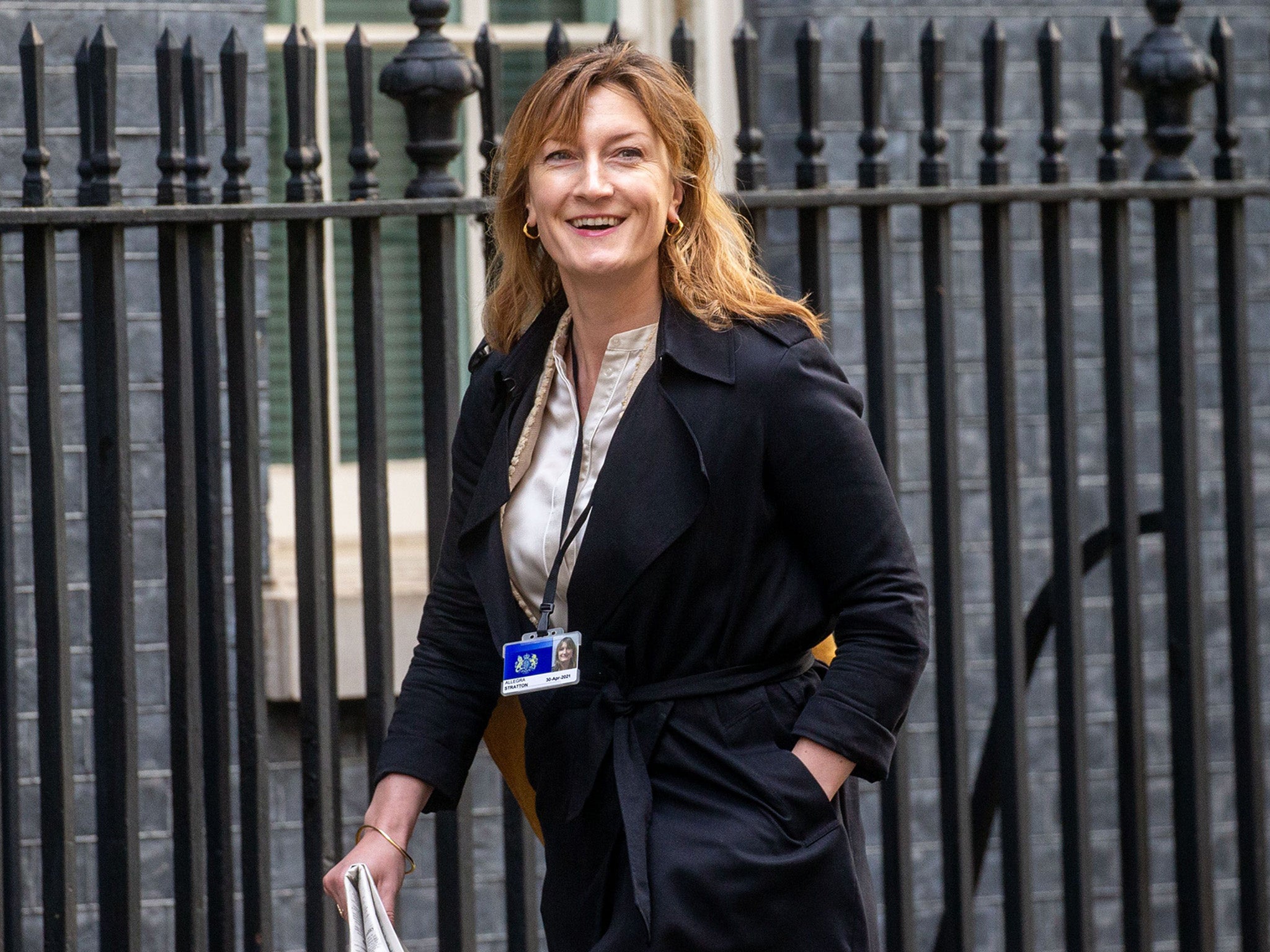 Allegra Stratton outside Downing Street