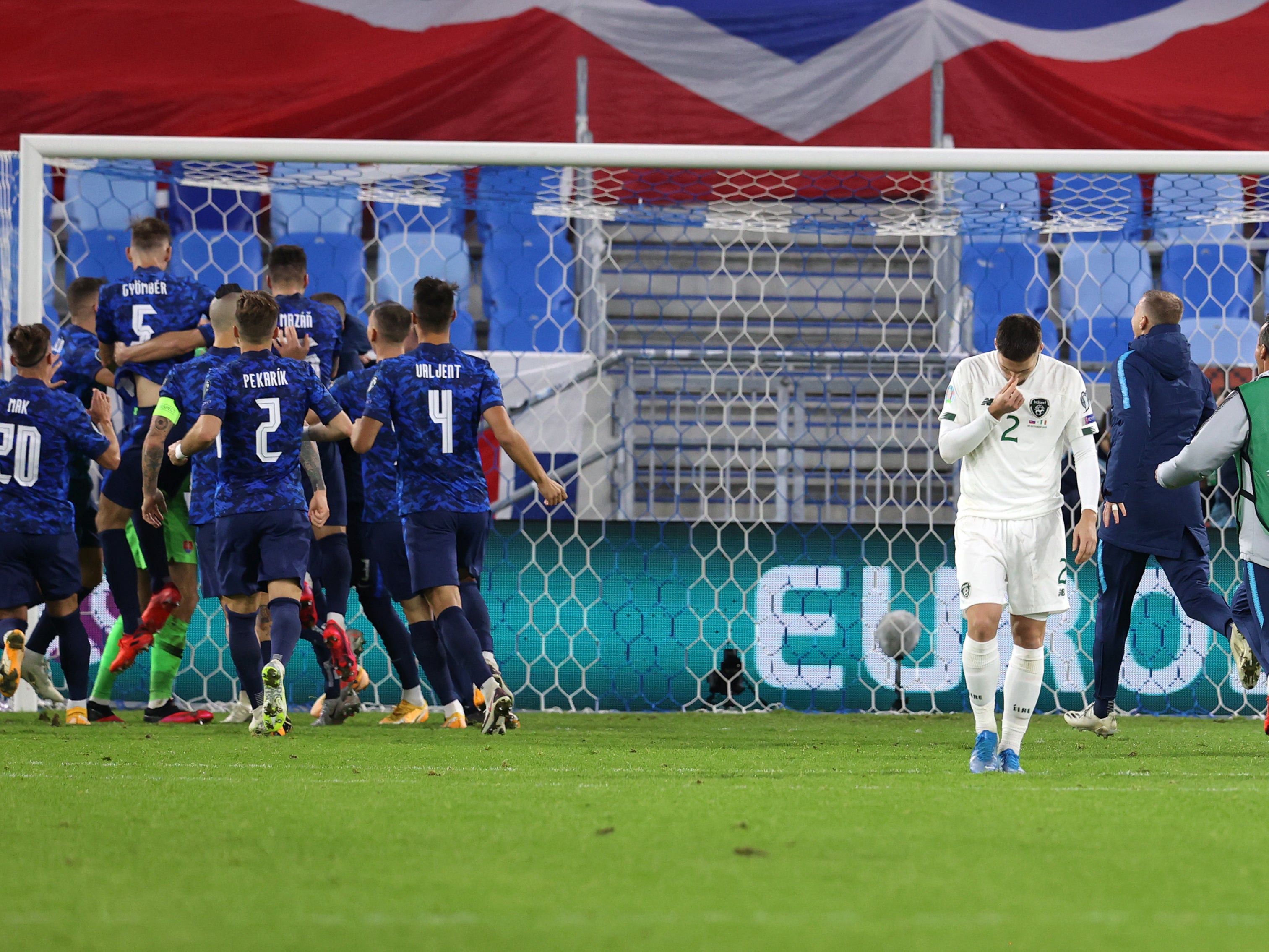 Matt Doherty of Republic of Ireland reacts to his side’s defeat on penalties