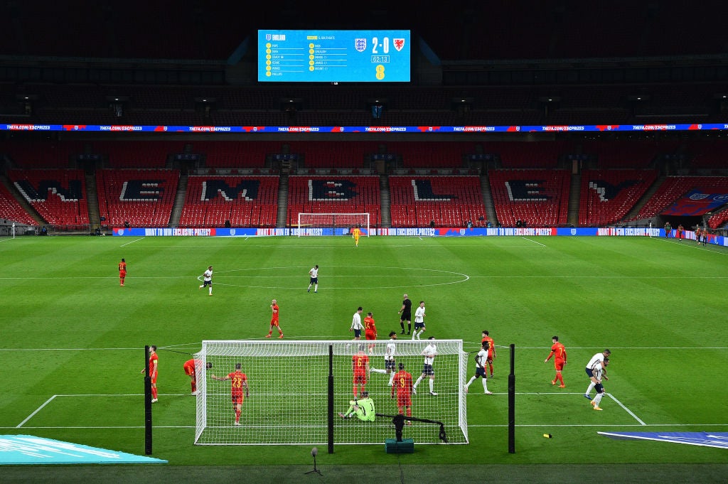 England celebrate scoring against Wales