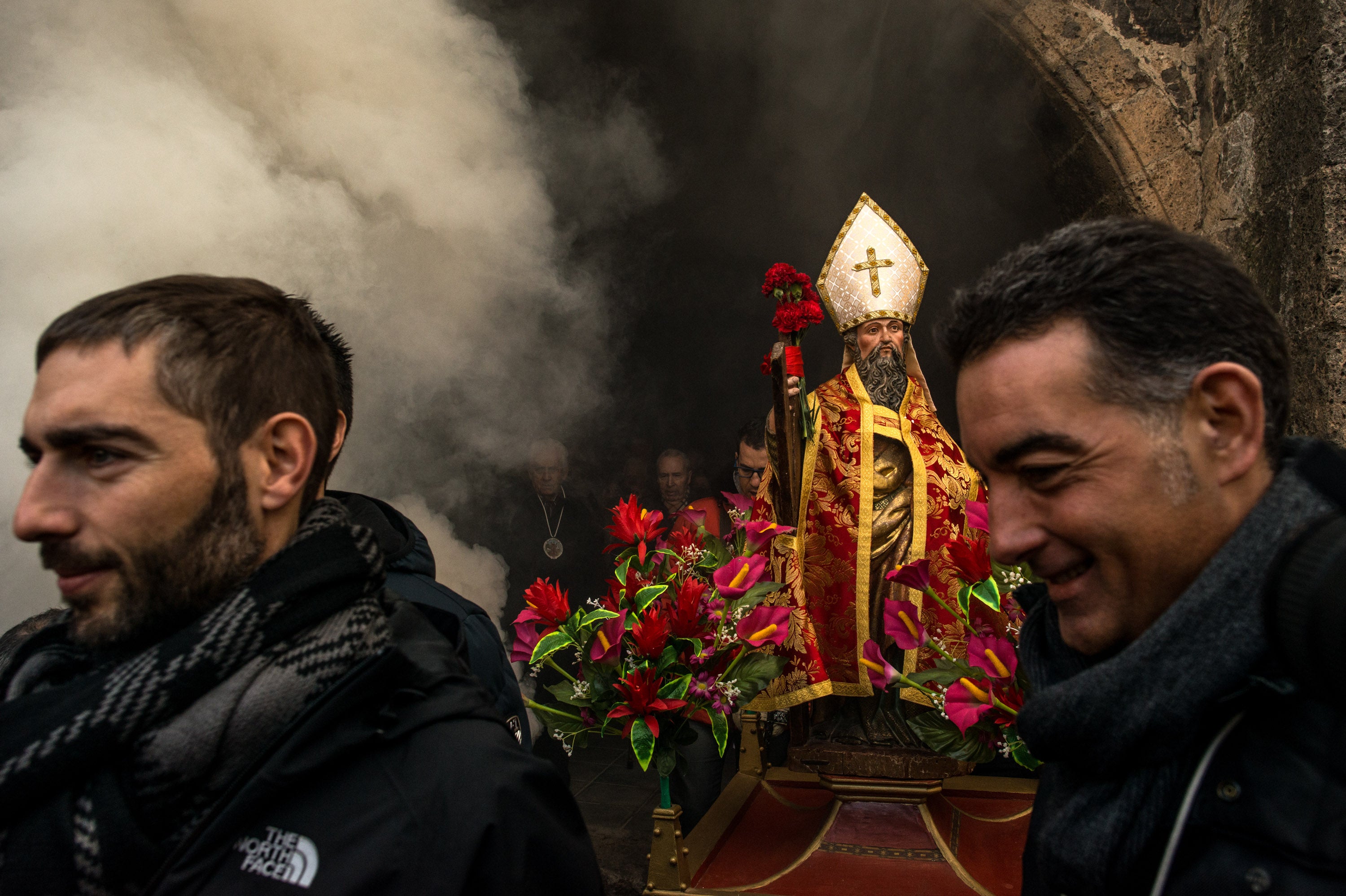 Villagers of Arnedillo light bonfires of pine and rosemary to honour San Andres. The roots of the procession are found in 1888 when a outbreak of smallpox devastated the village