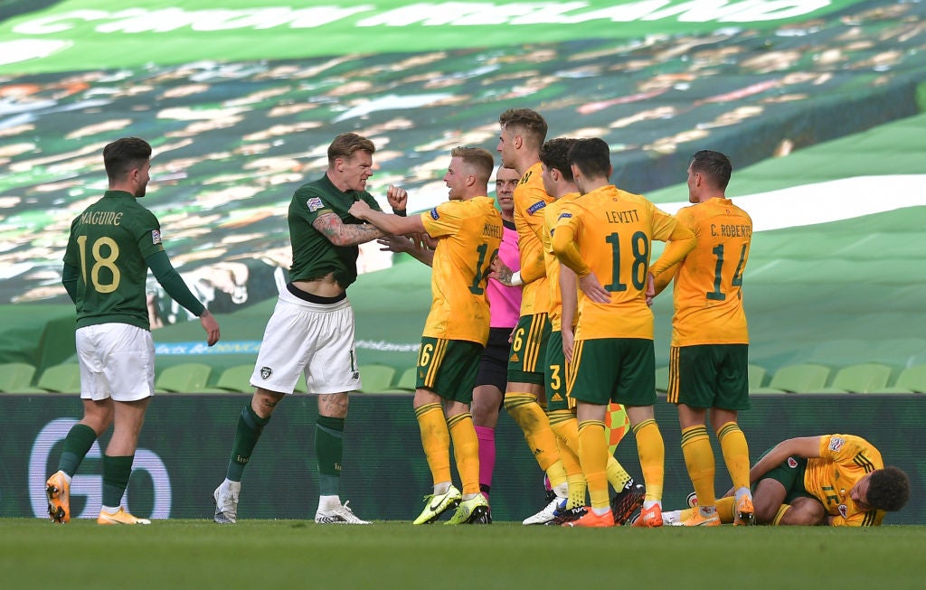 James McClean was shown a red card vs Wales