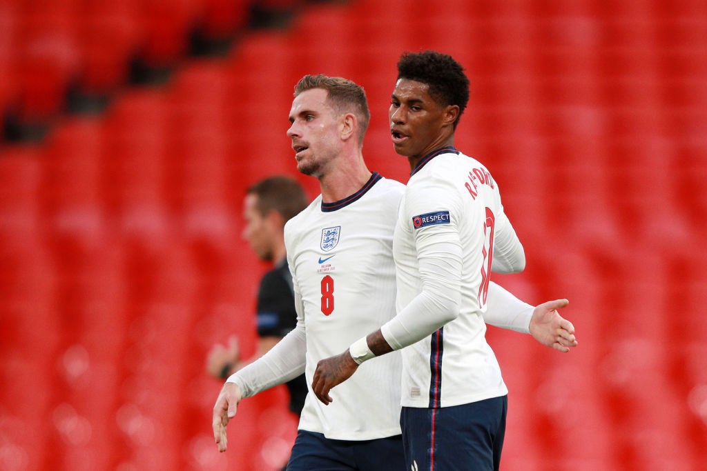 Rashford and Henderson celebrate