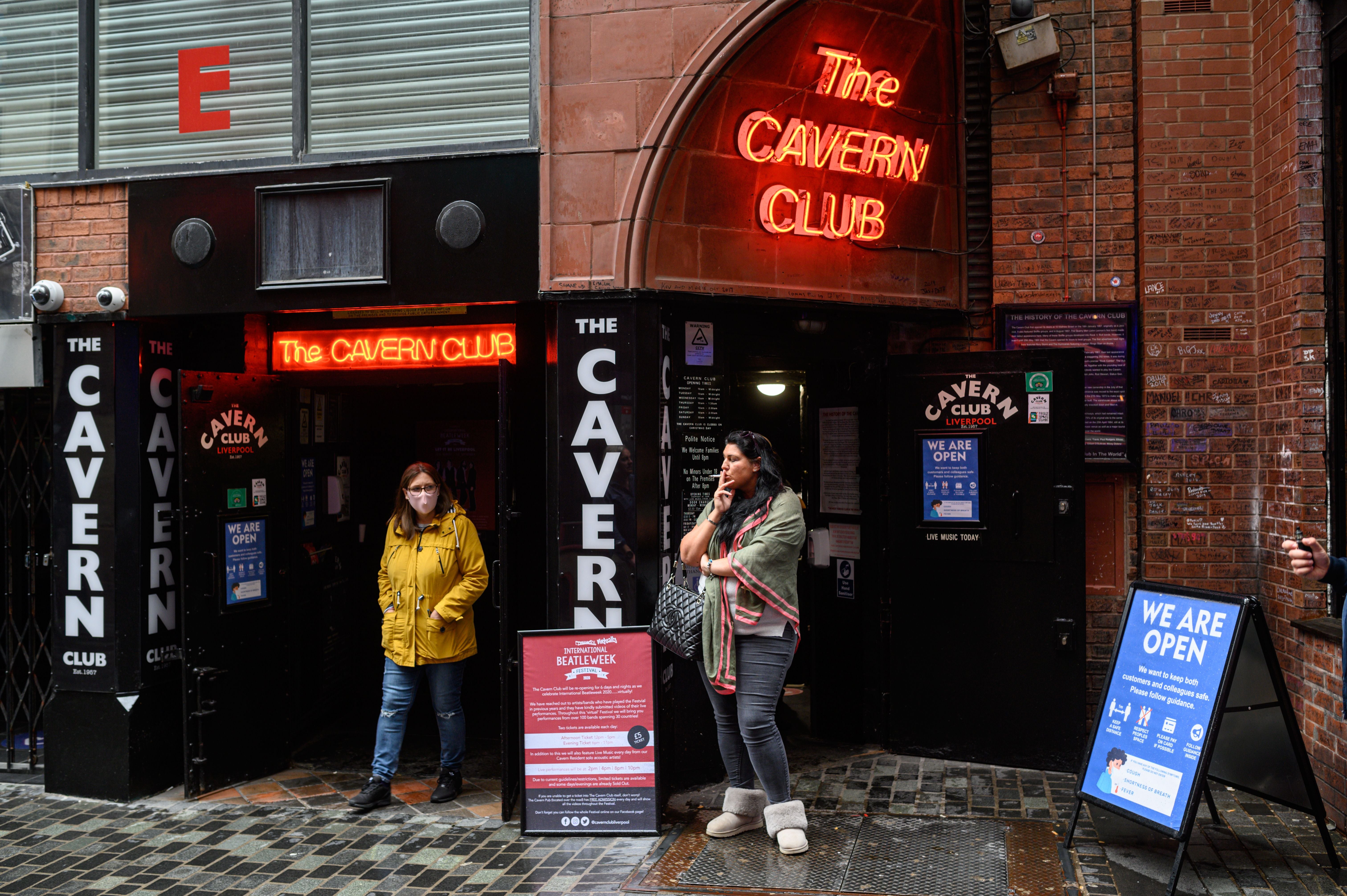 Liverpool’s Cavern Club pictured in August before it was forced to close amid rising coronavirus cases in the city