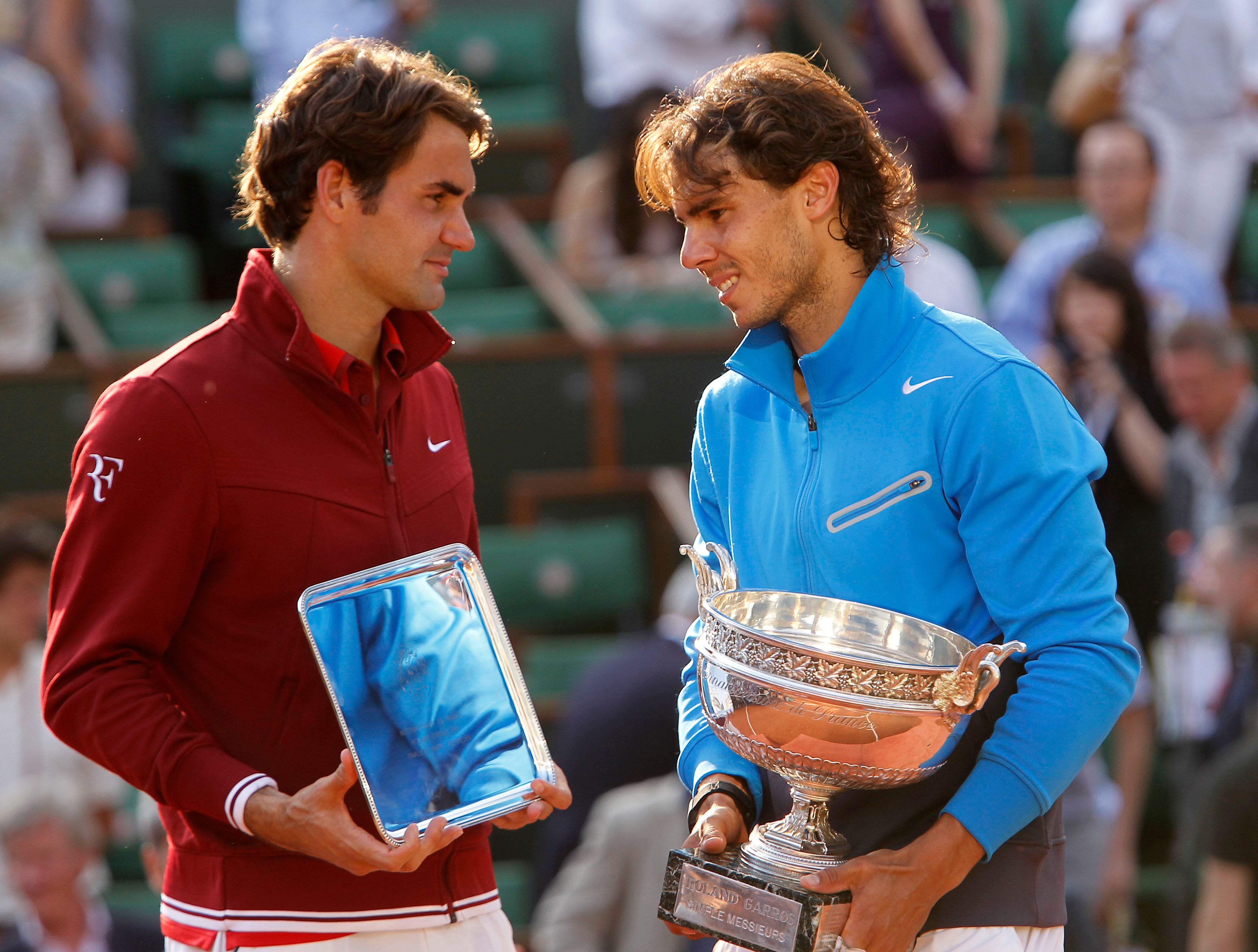 Roger Federer congratulated Rafael Nadal for tying his tally of 20 Grand Slam wins