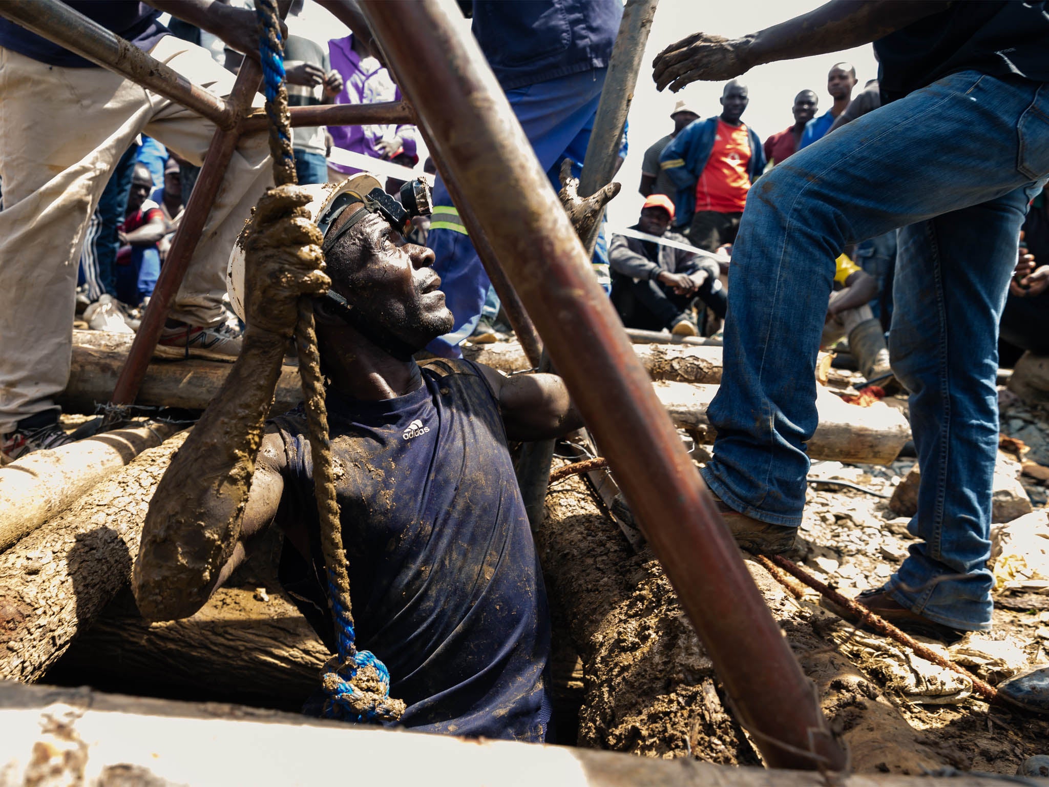 Search and rescue operation at Cricket Mine in Kadoma, Zimbabwe where more than 23 illegal miners were trapped underground and feared dead on February 15, 2019