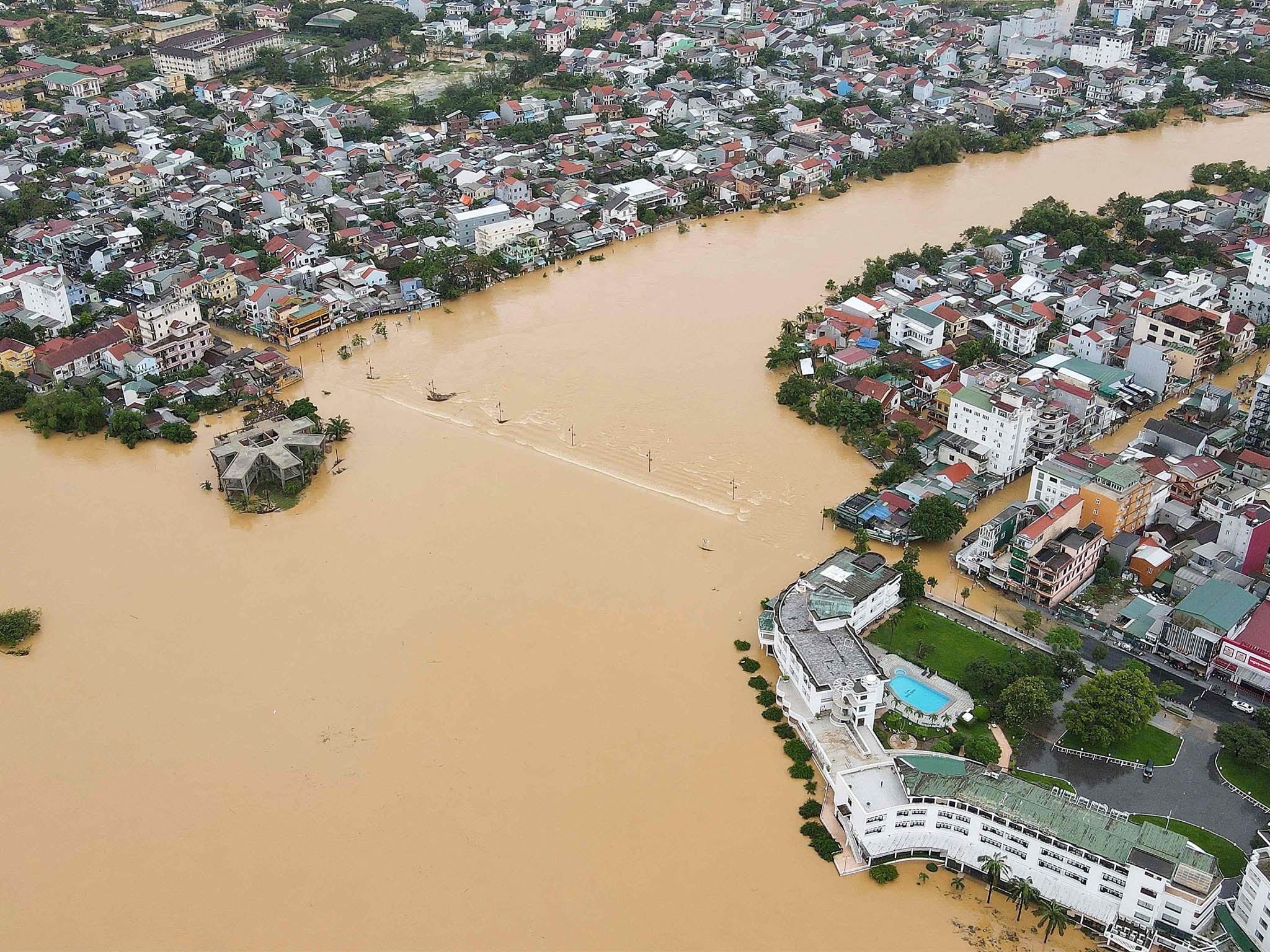 Hue city submerged in floodwaters caused by heavy downpours in central Vietnam