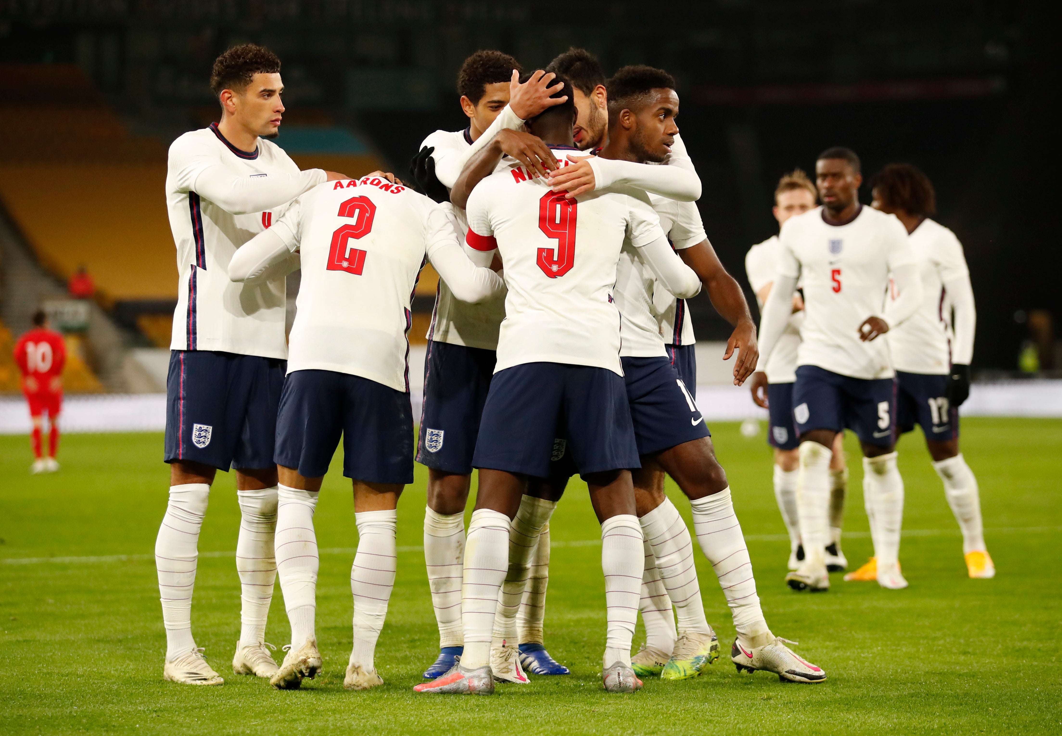 England celebrate after Eddie Nketiah’s goal