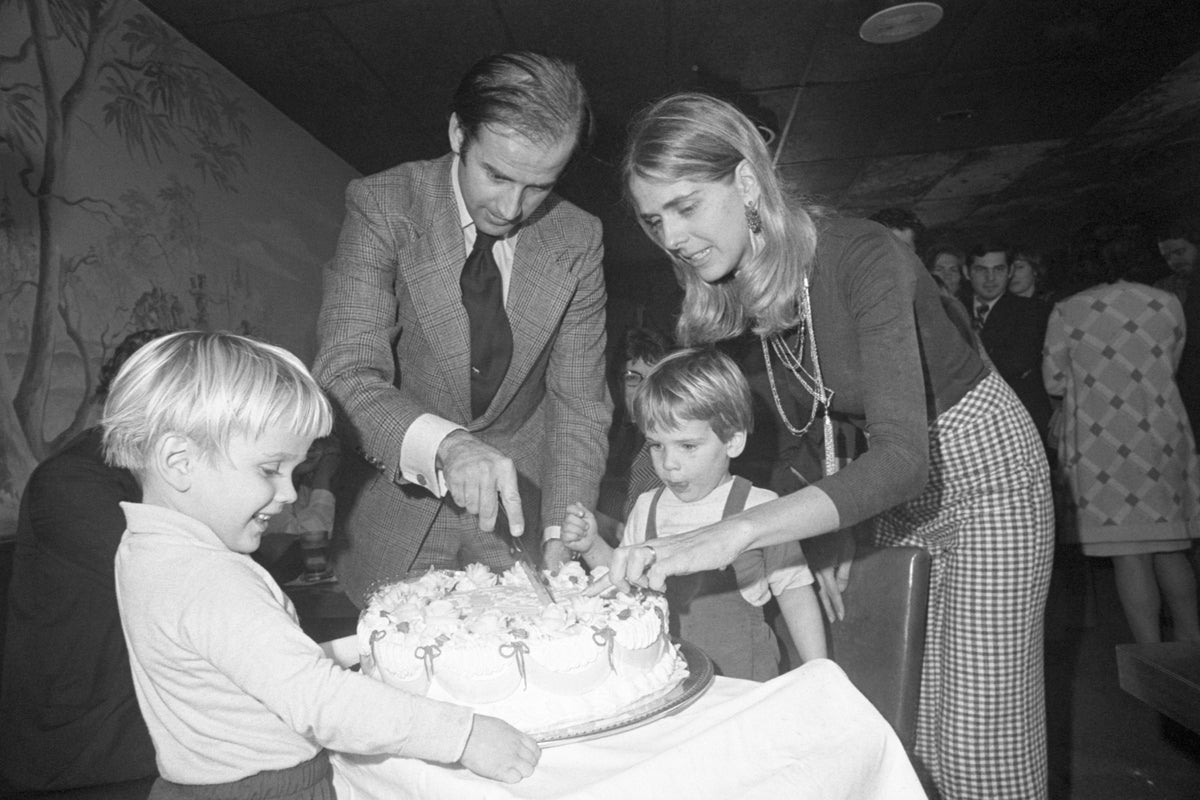 Senator-elect Joseph Biden and wife Nelia cut his 30th birthday cake at a party in Wilmington