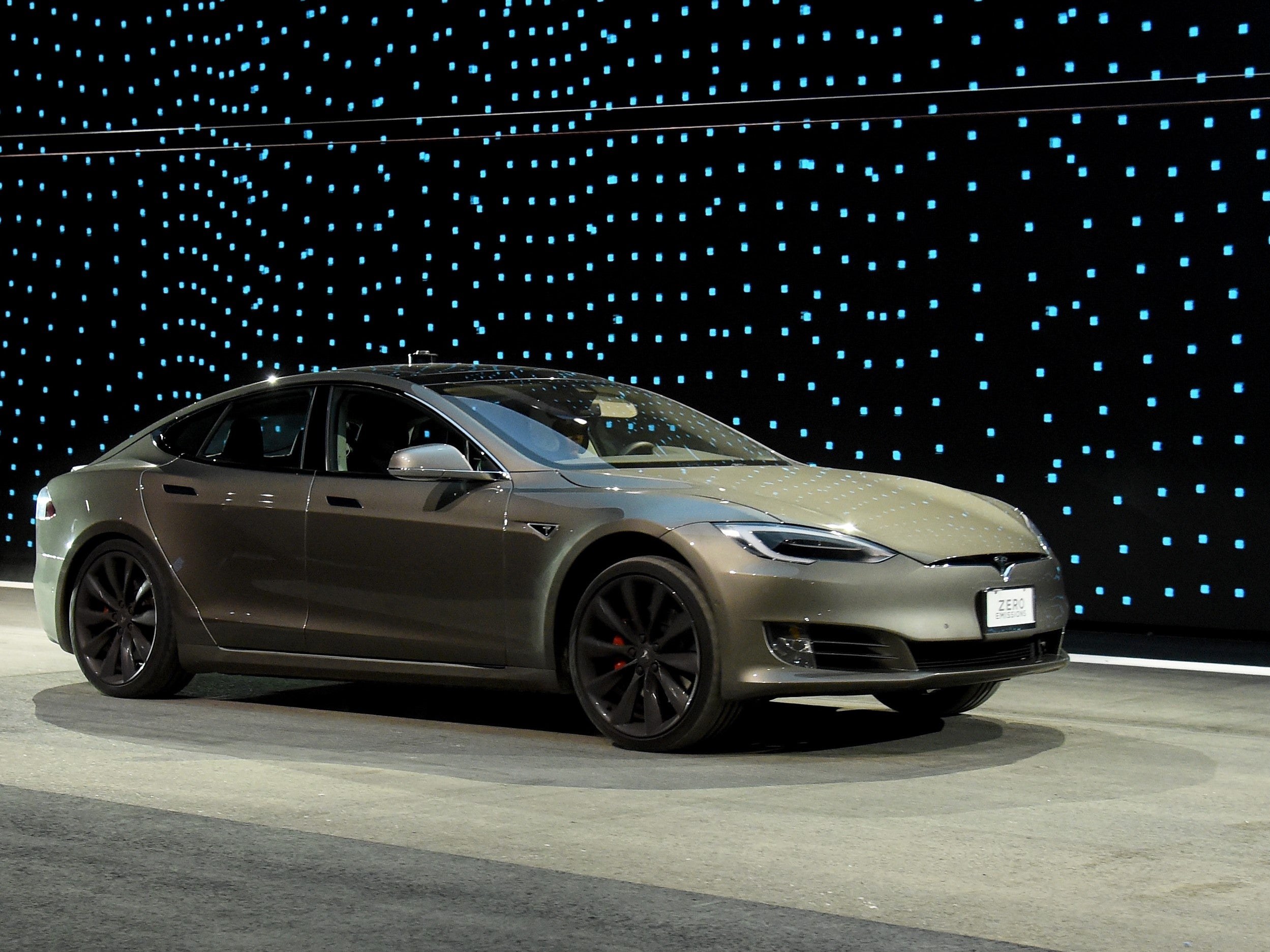 A Tesla Model S P100D in Ludicrous Mode during a speed test in Las Vegas, Nevada, on 3 January, 2017