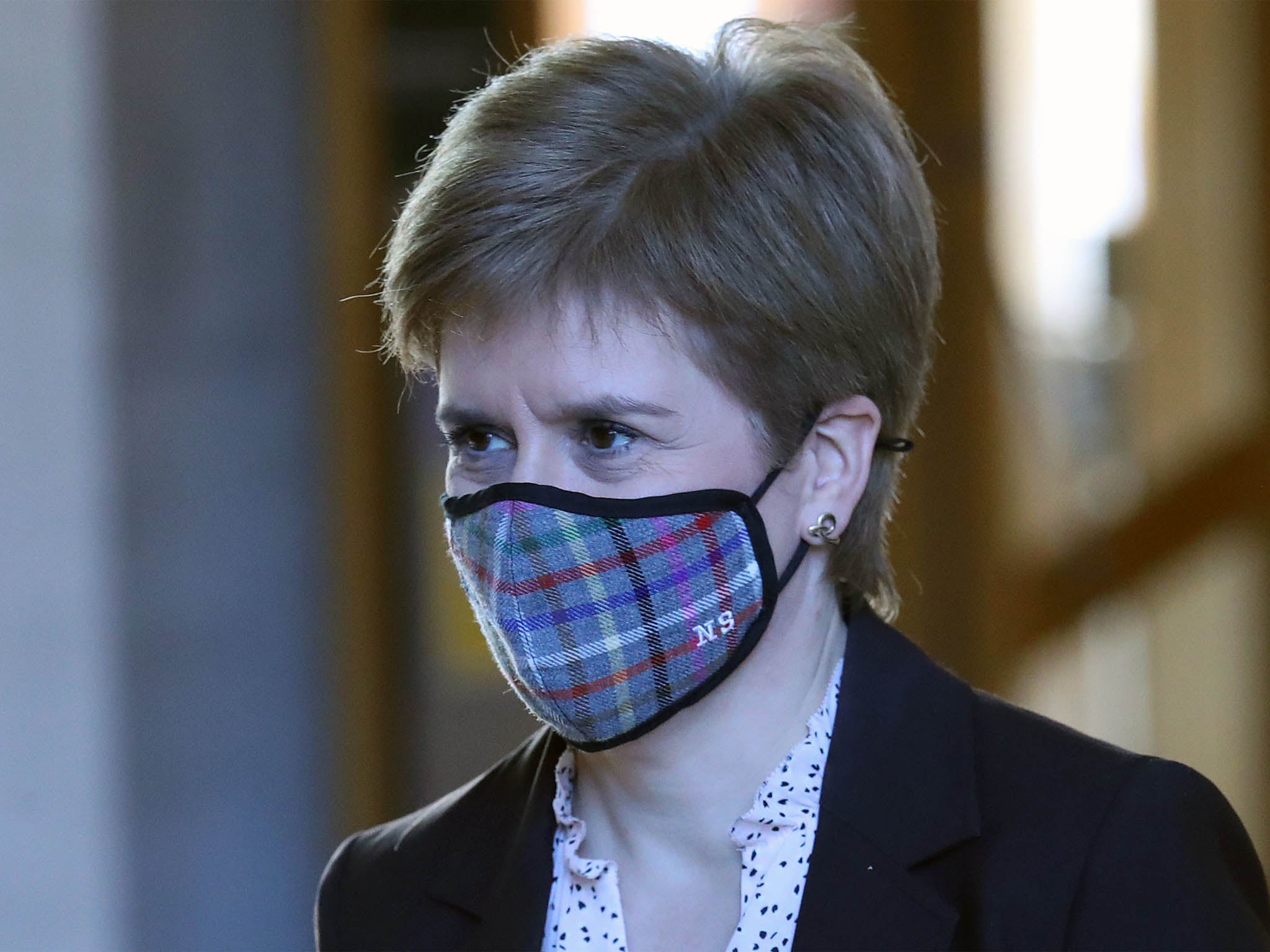 Nicola Sturgeon in Scottish Parliament in Edinburgh on 7 October before outlining further coronavirus restrictions for Scotland