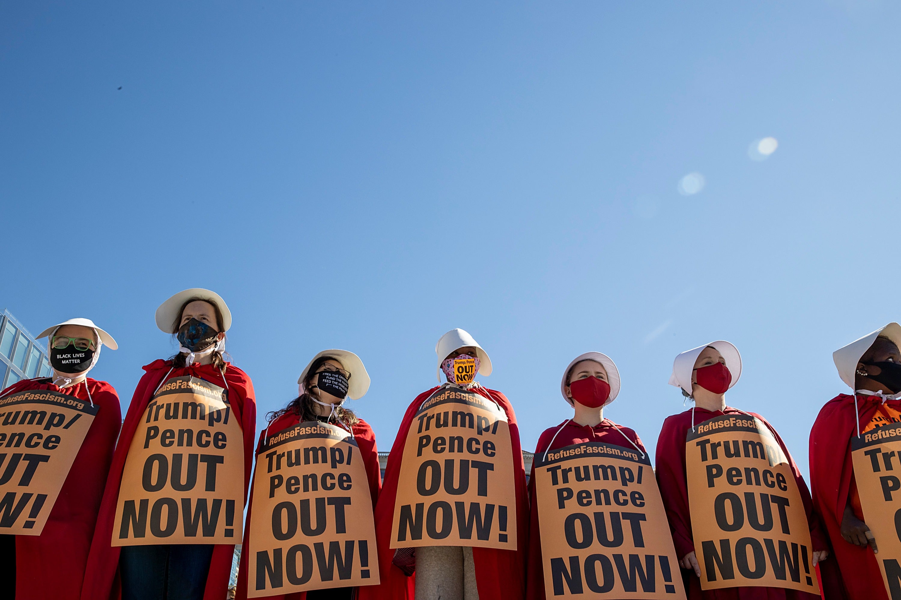 Thousands of women rallied in Washington DC as they urged voters to defeat Donald Trump and his Republican backers on election day.