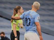 Guardiola defends Aguero over grabbing female assistant referee