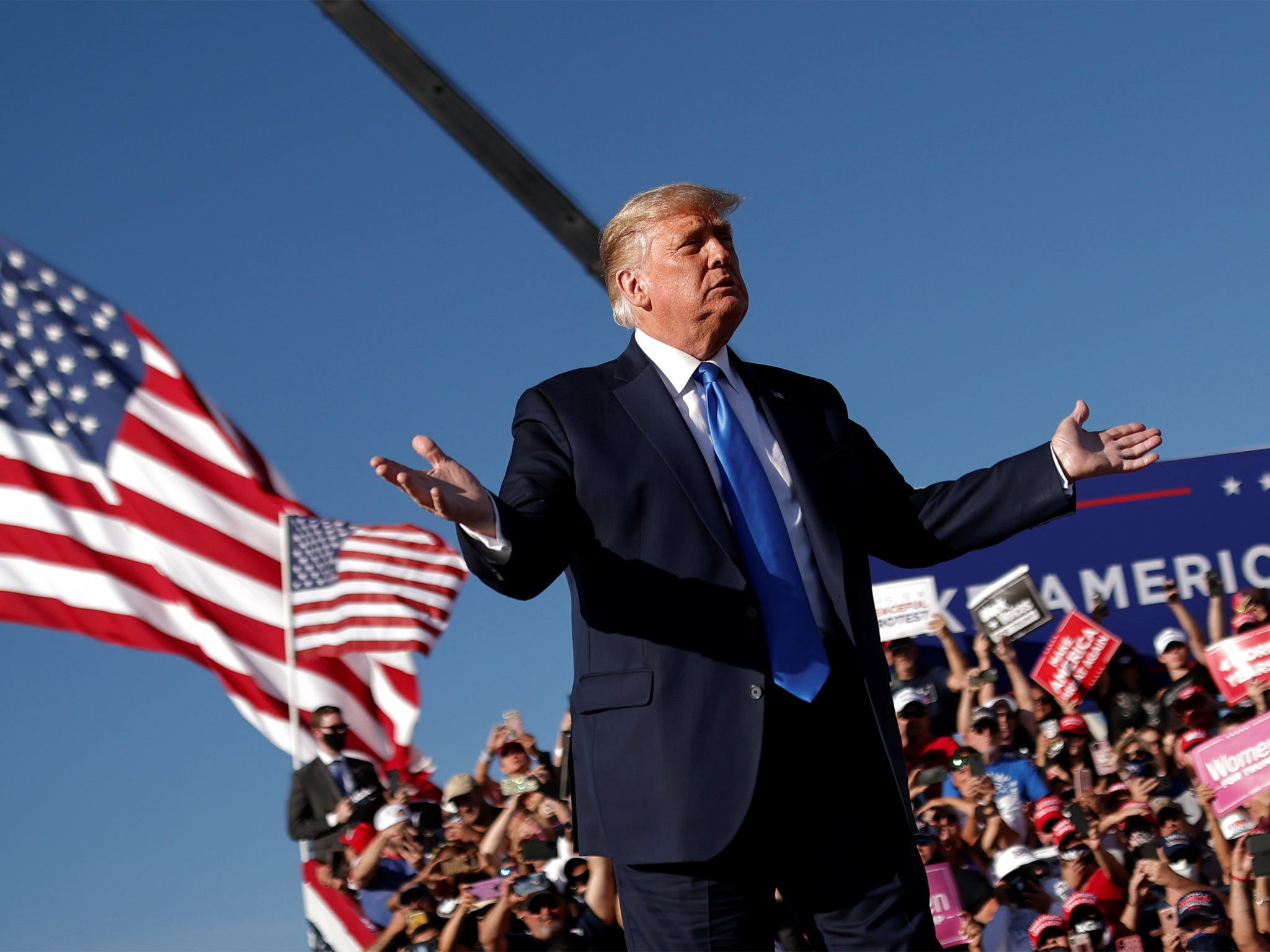 Trump holding a campaign rally in Nevada on 18 October while Biden maintains head in the polls