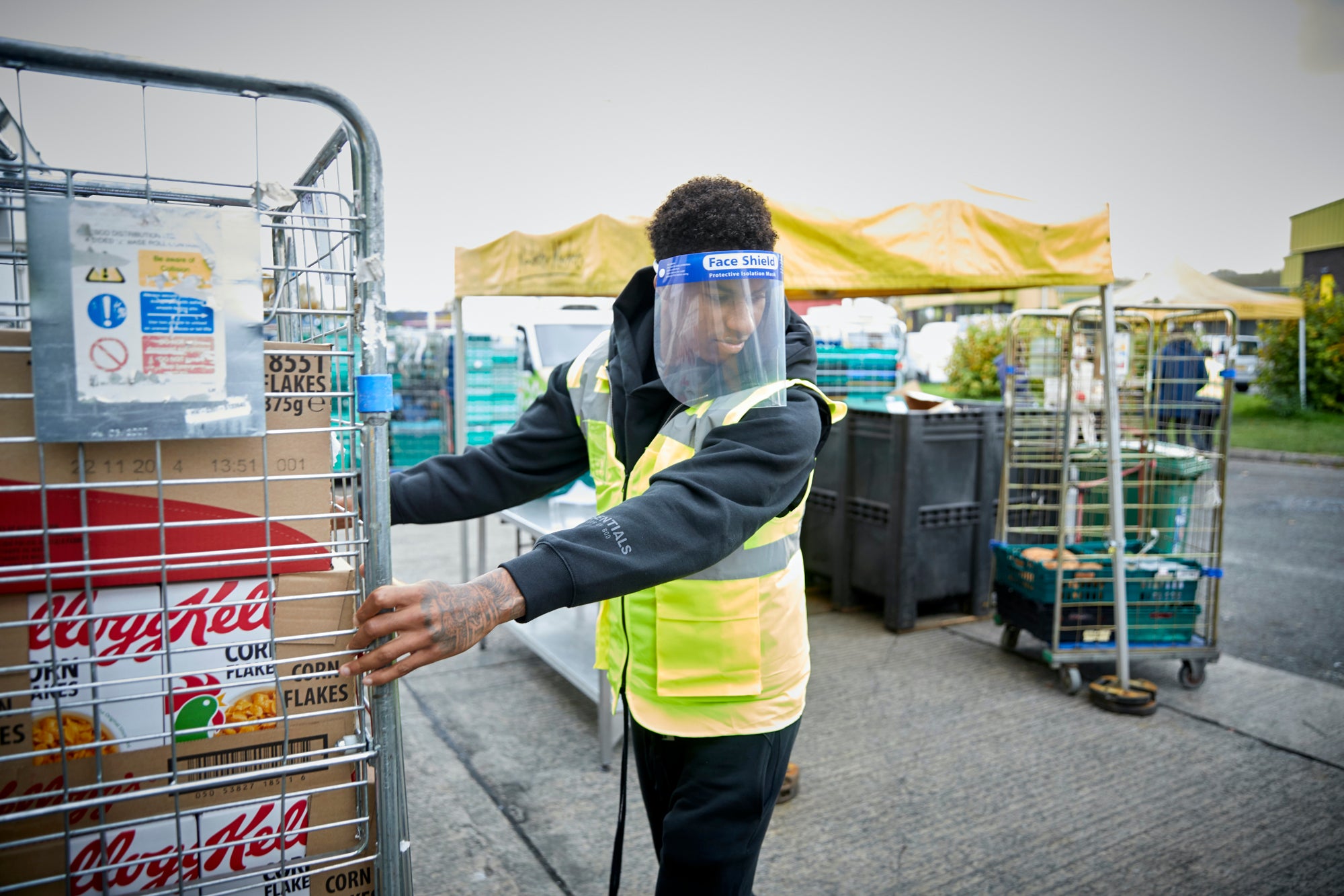 Marcus Rashford visits FareShare in Manchester